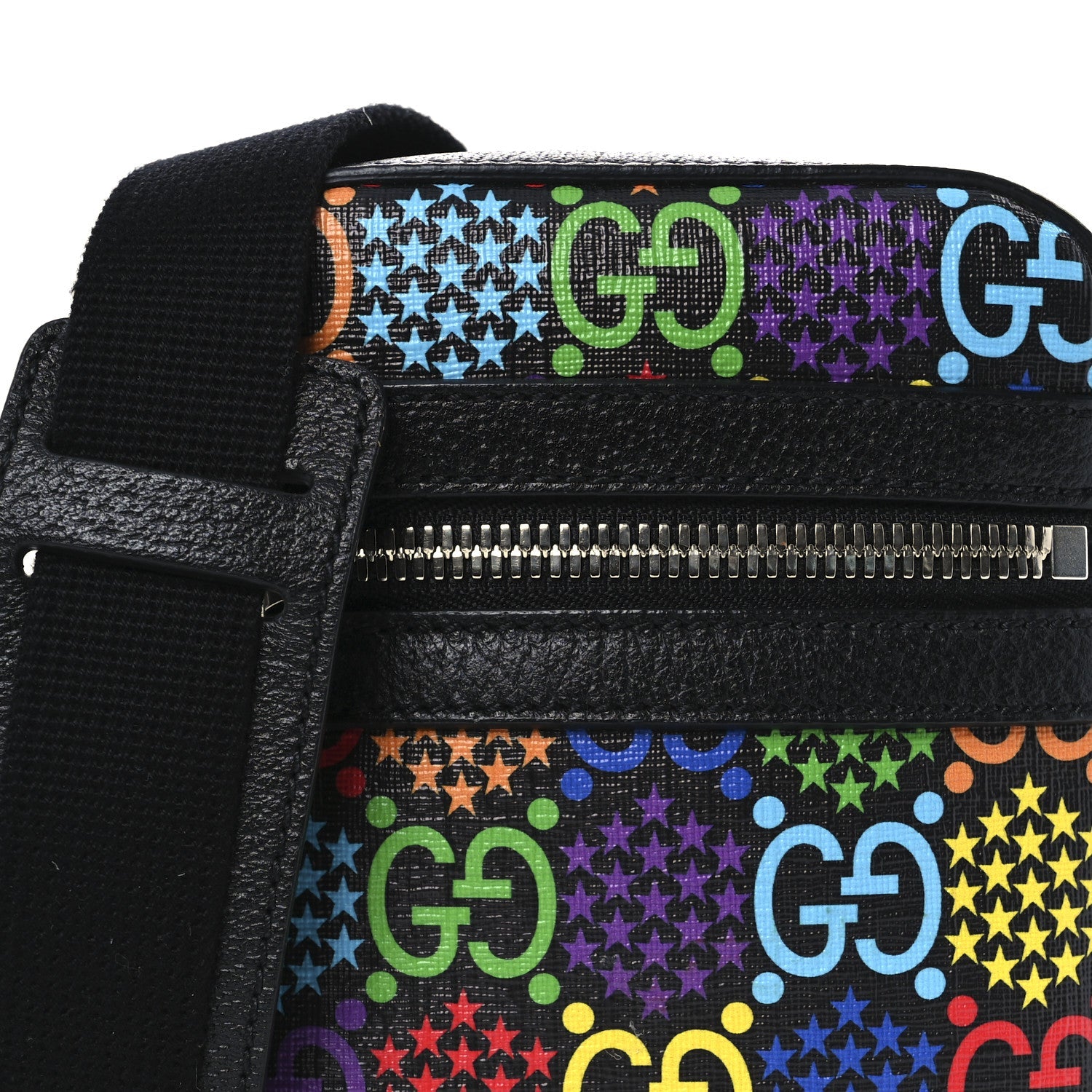 GG Supreme Monogram Psychedelic Messenger Bag Black
