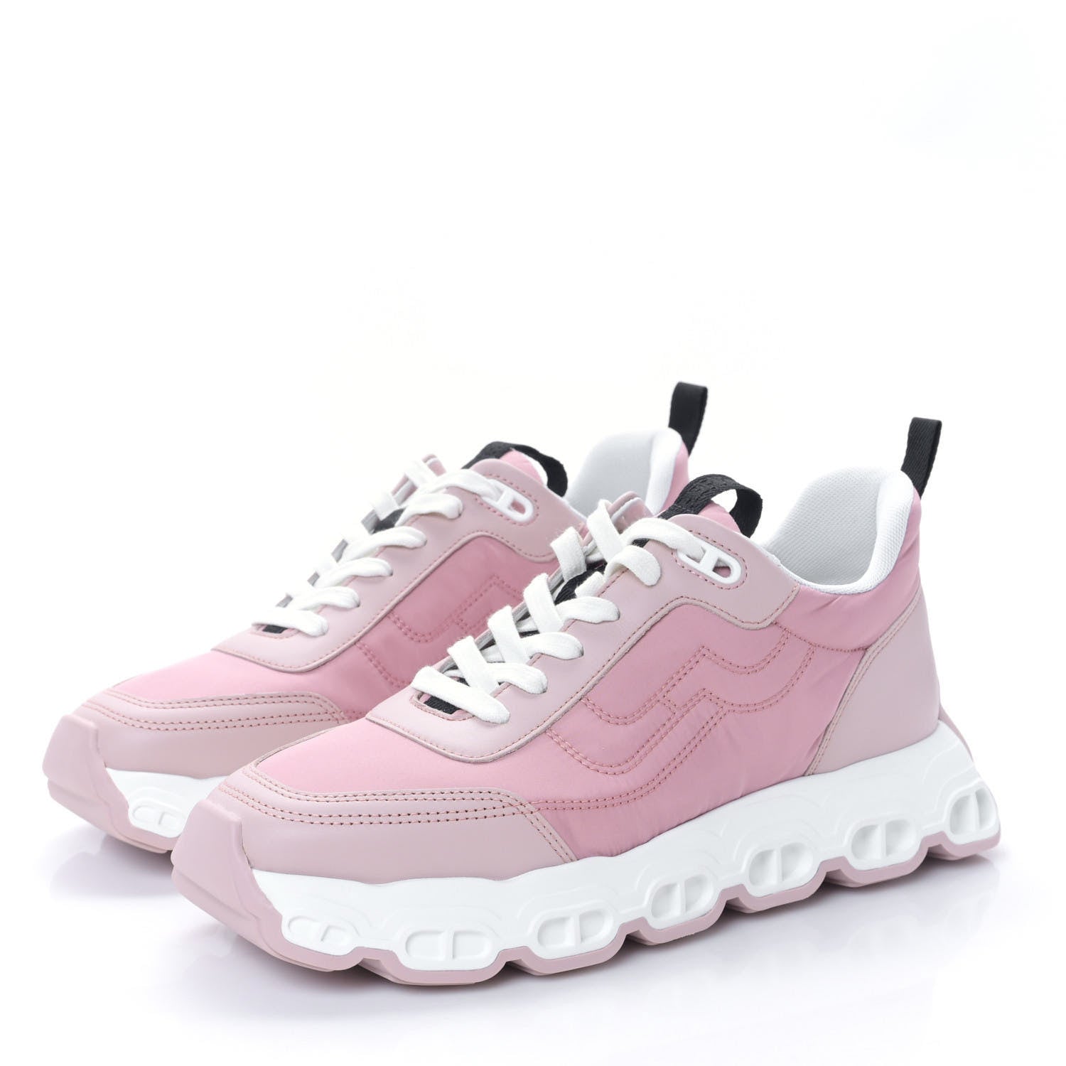 Parachute Fabric Calfskin Impulse Sneakers 40 Rose Porcelaine