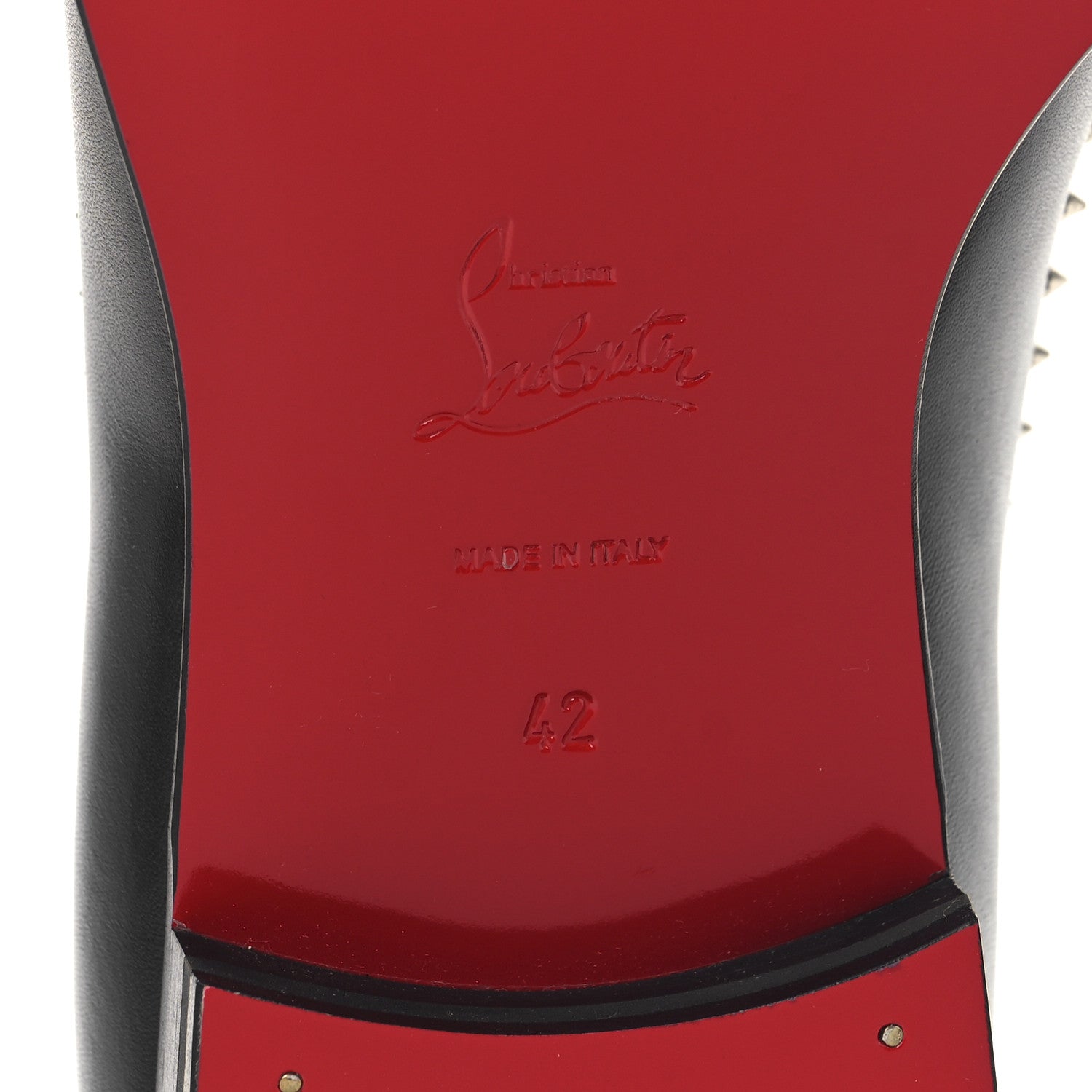 Calfskin Spike Mens Dandy Cloo Flat Loafers 43 Black Silver