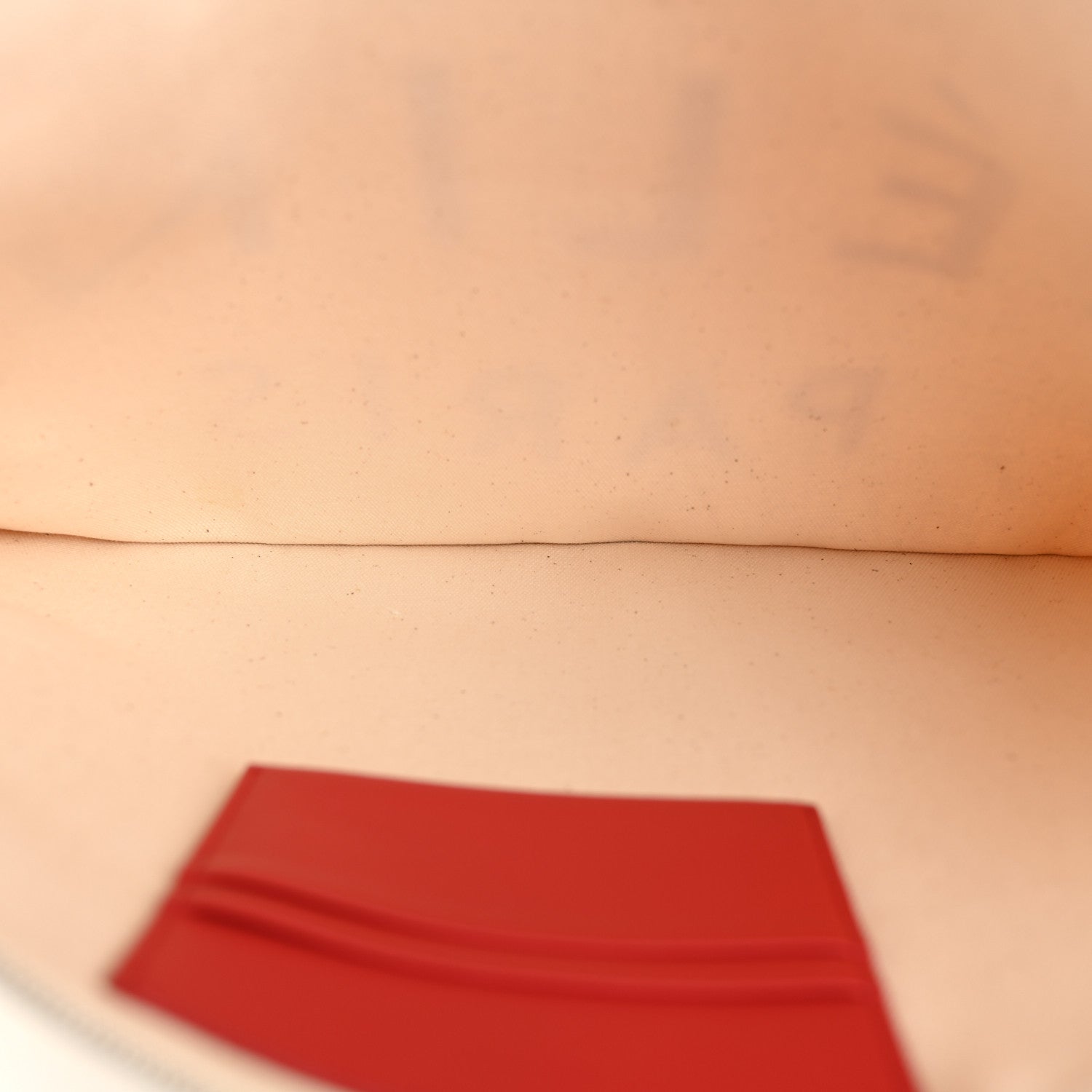 Cotton Canvas Calfskin Made In Large Pouch Red