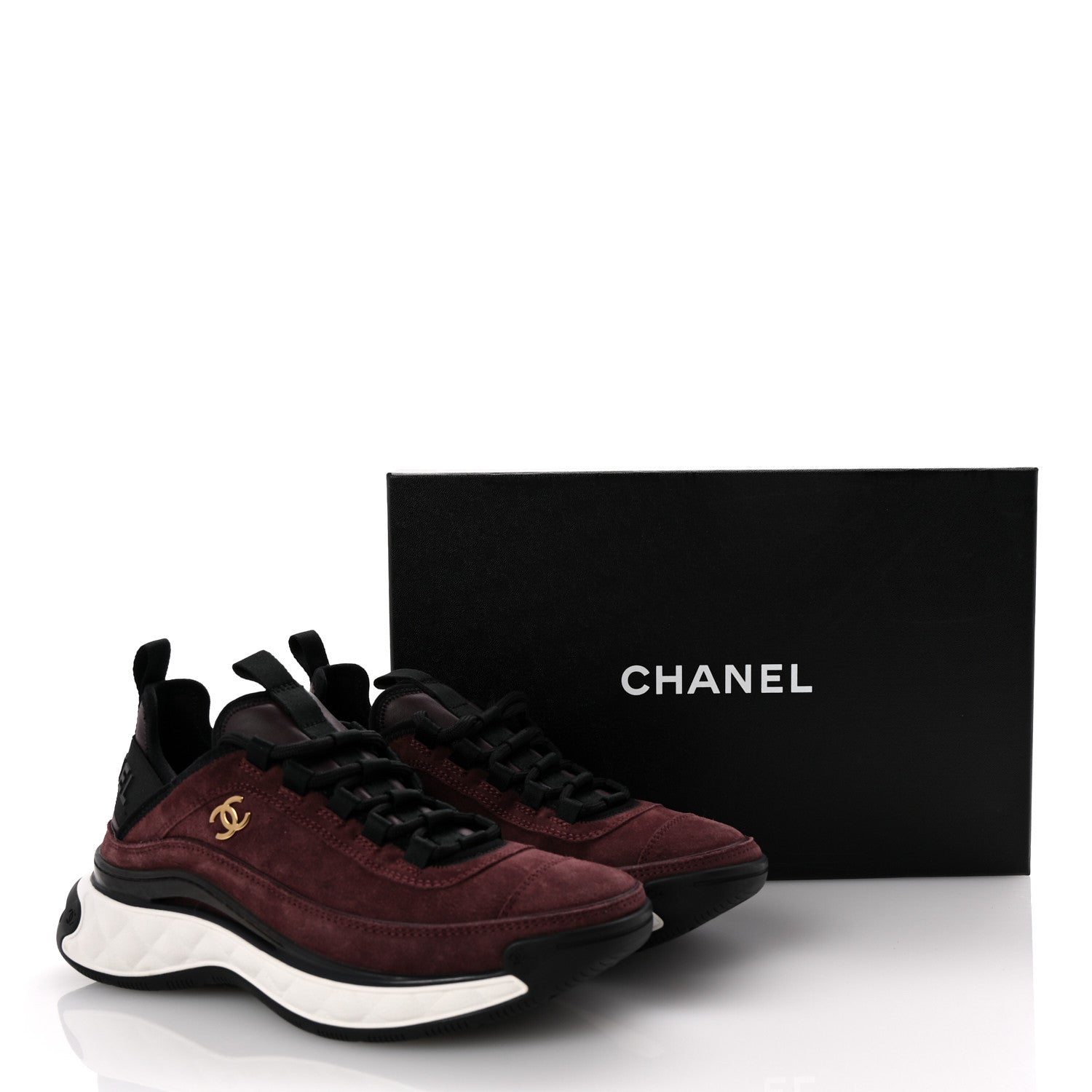 Suede Calfskin Nylon Grosgrain CC Sneakers 37 Dark Purple