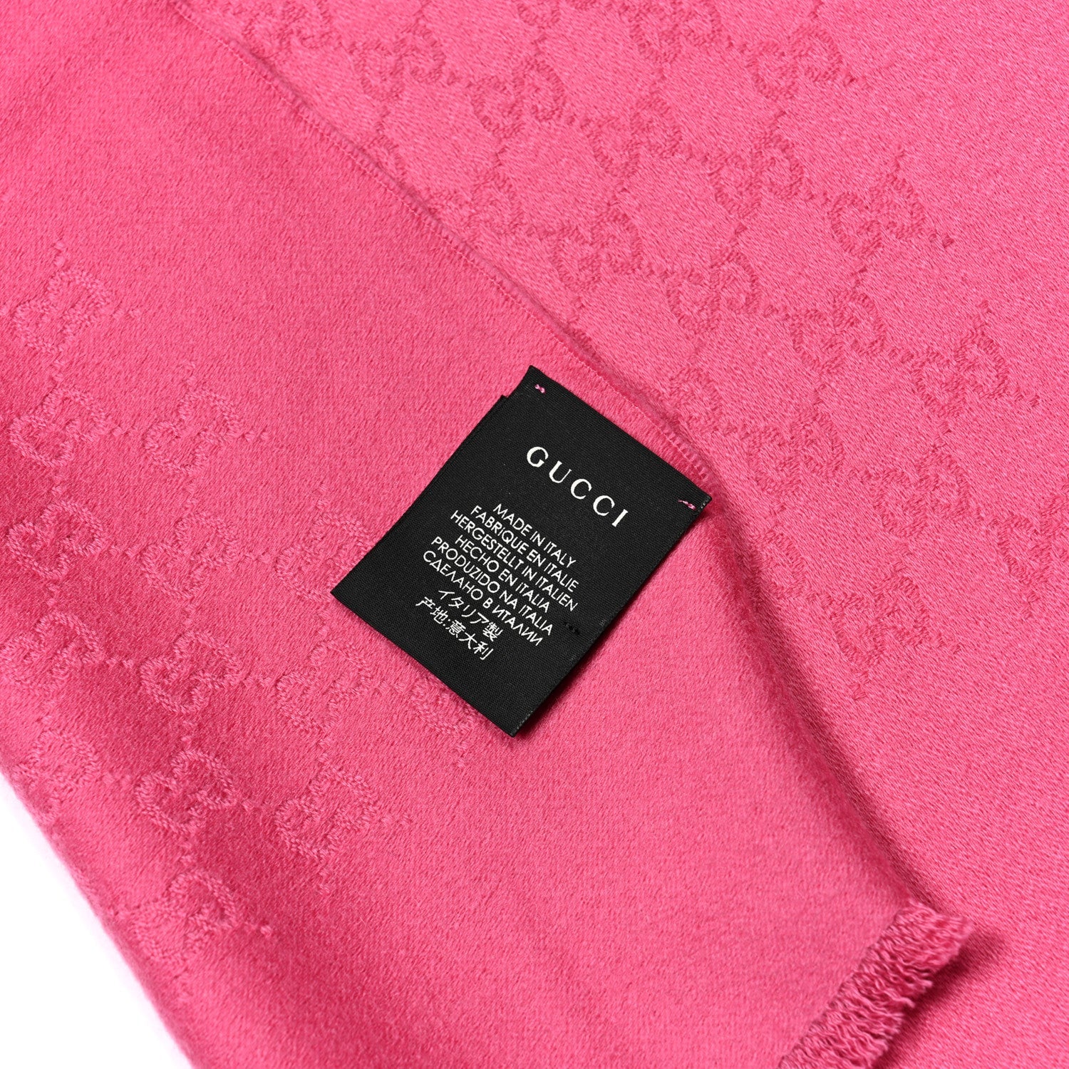 Cashmere GG Monogram Gem Lux Scarf Fuxia