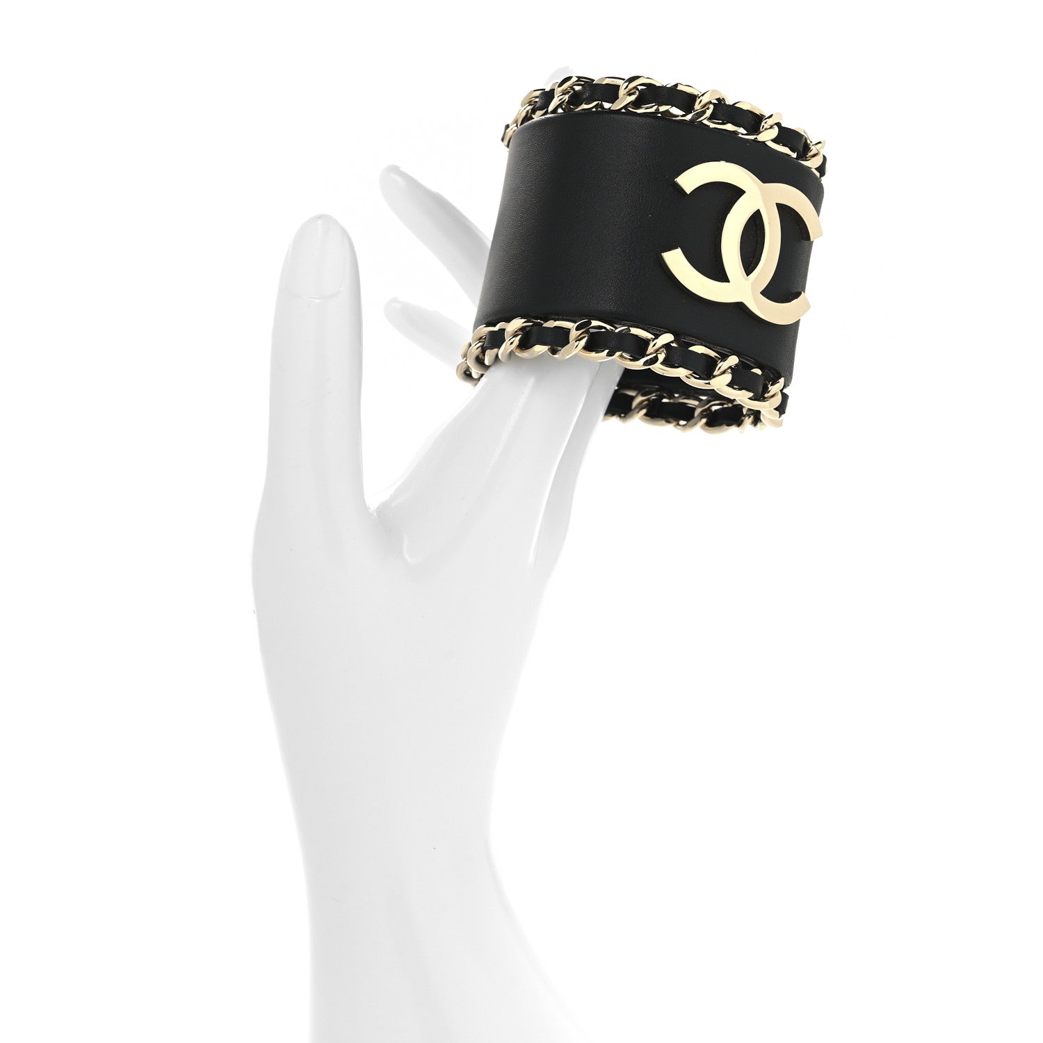 Lambskin Chain CC Cuff S Black Gold