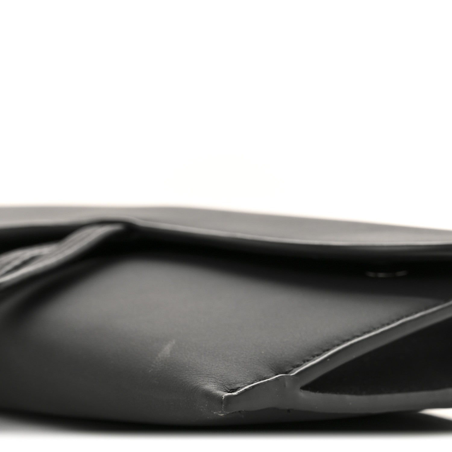 Ultra Matte Calfskin Saddle Chain Wallet Pouch Black