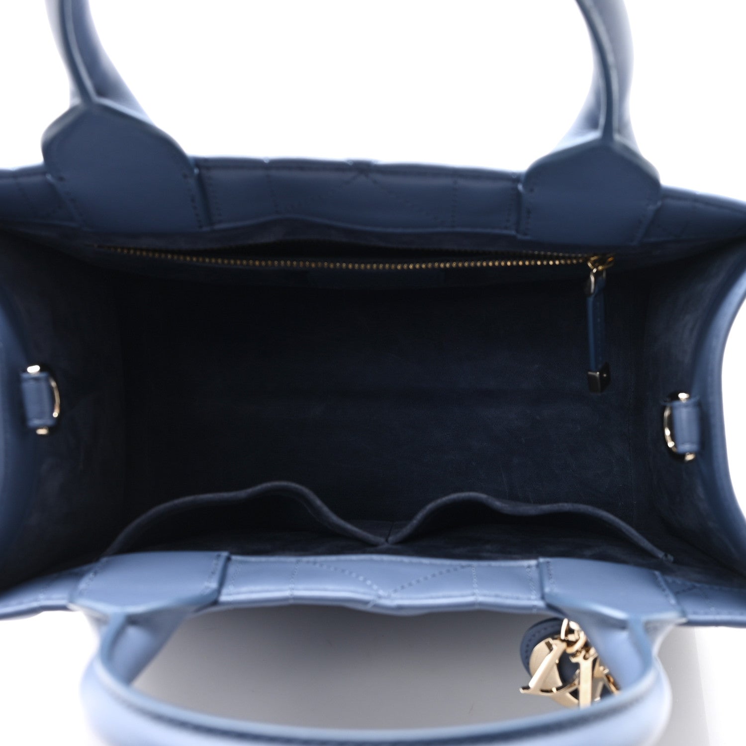 Calfskin Macro Cannage Small Book Tote Denim Blue
