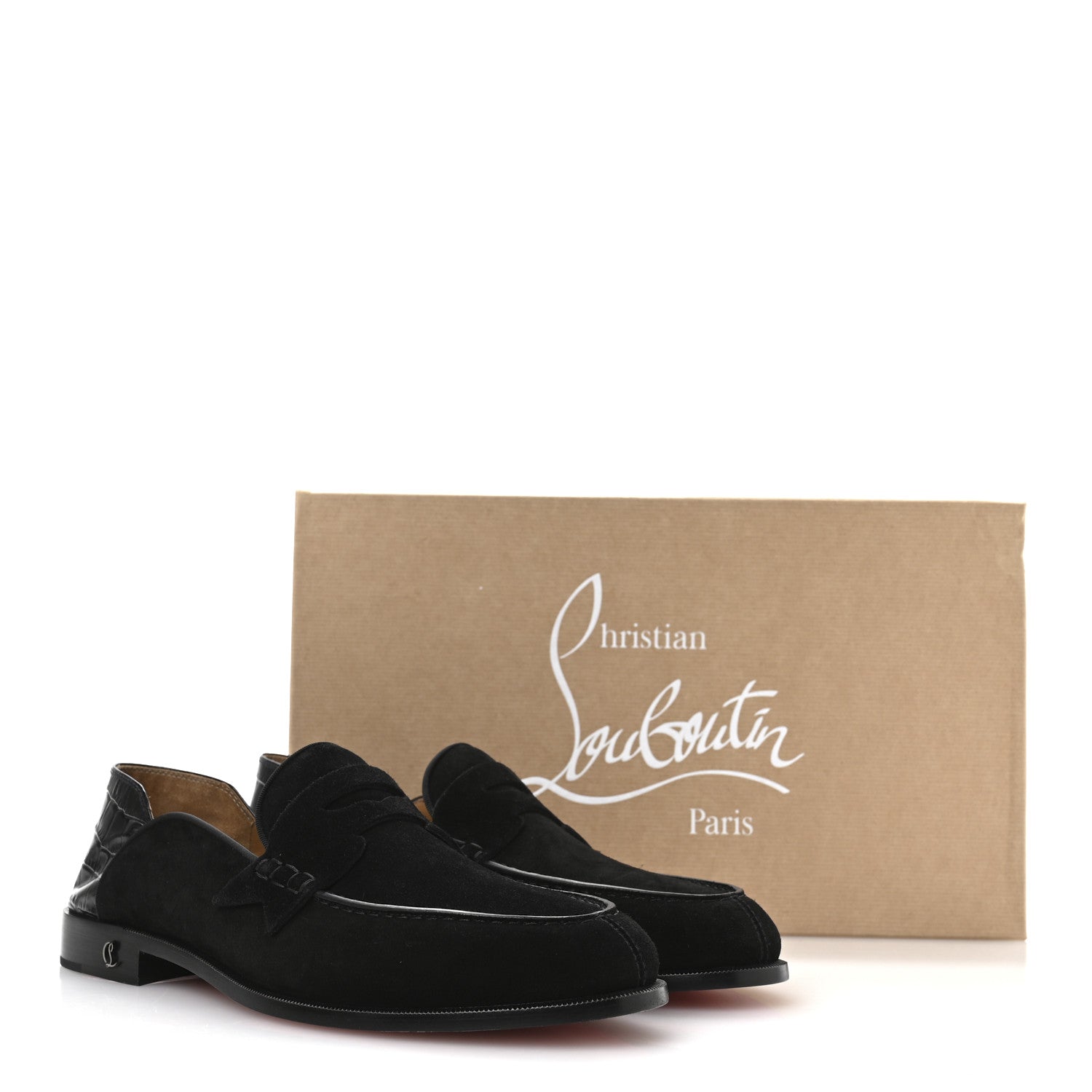 Crosta Alligator Embossed Mens Penny No Back Flat 42.5 Black