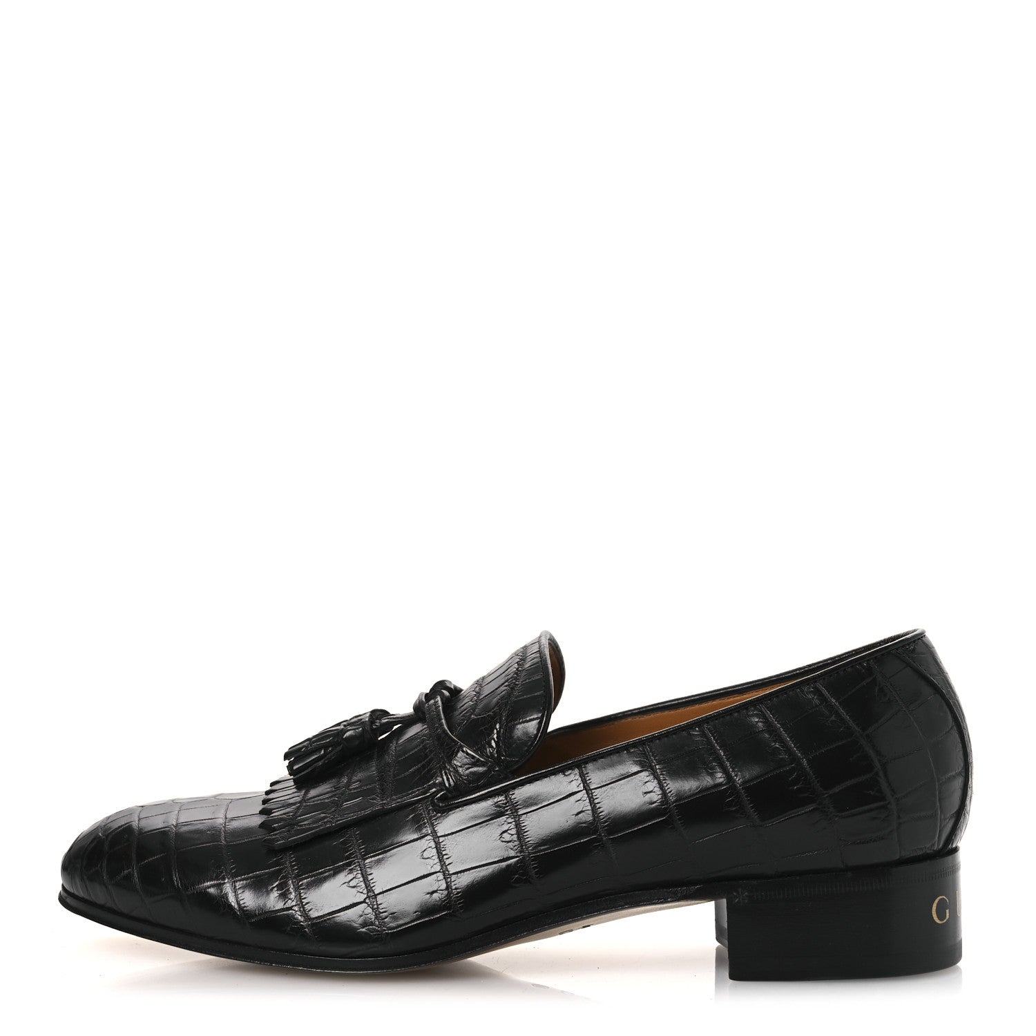Crocodile Niloticus Mens Tassel Loafers 8 Black