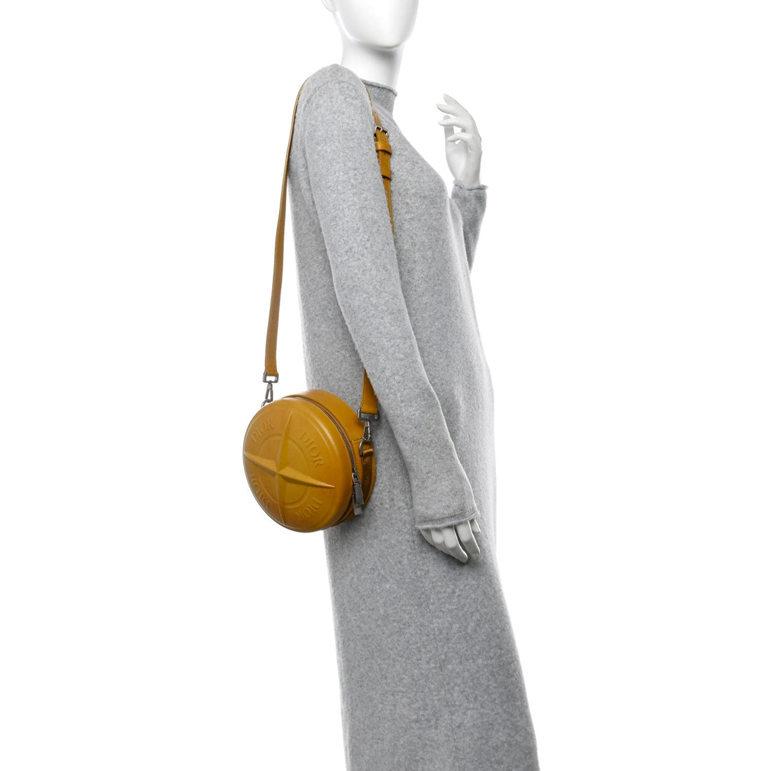 X STONE ISLAND Calfskin Mens Round Bag Tane Gold