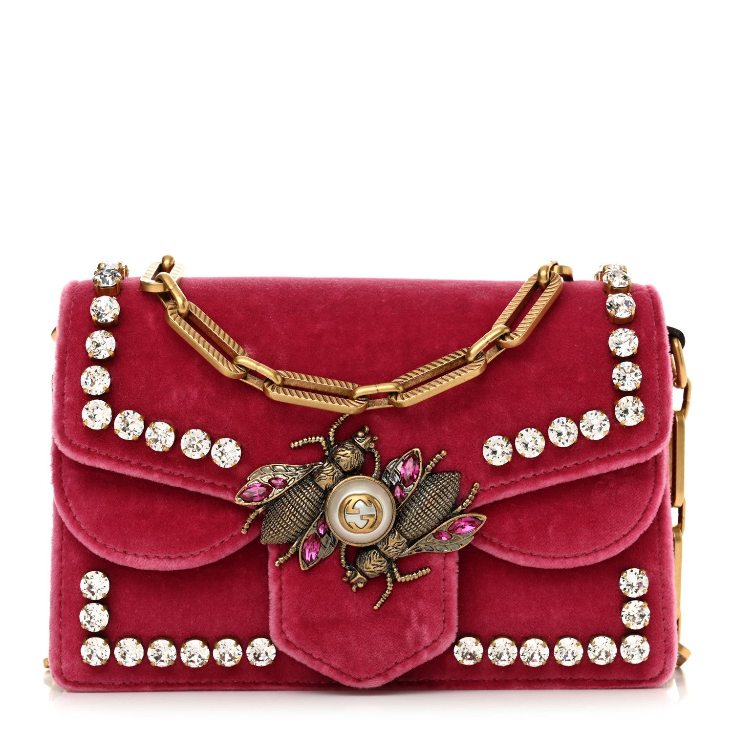 Velvet Crystal Mini Bee Broadway Shoulder Bag Light Raspberry Rose