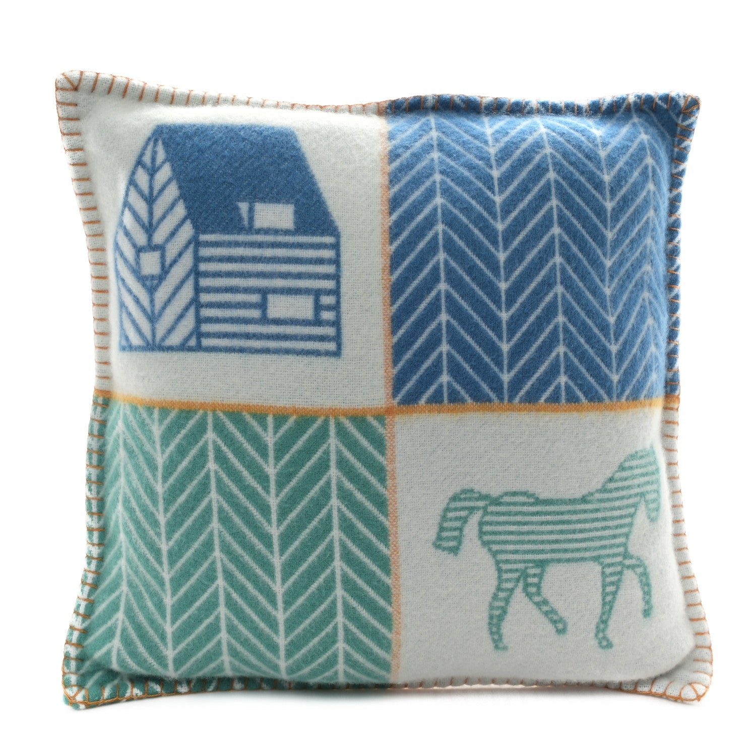 Wool Cashmere Avalon Les Cabanes Pillow Bleu Menthe