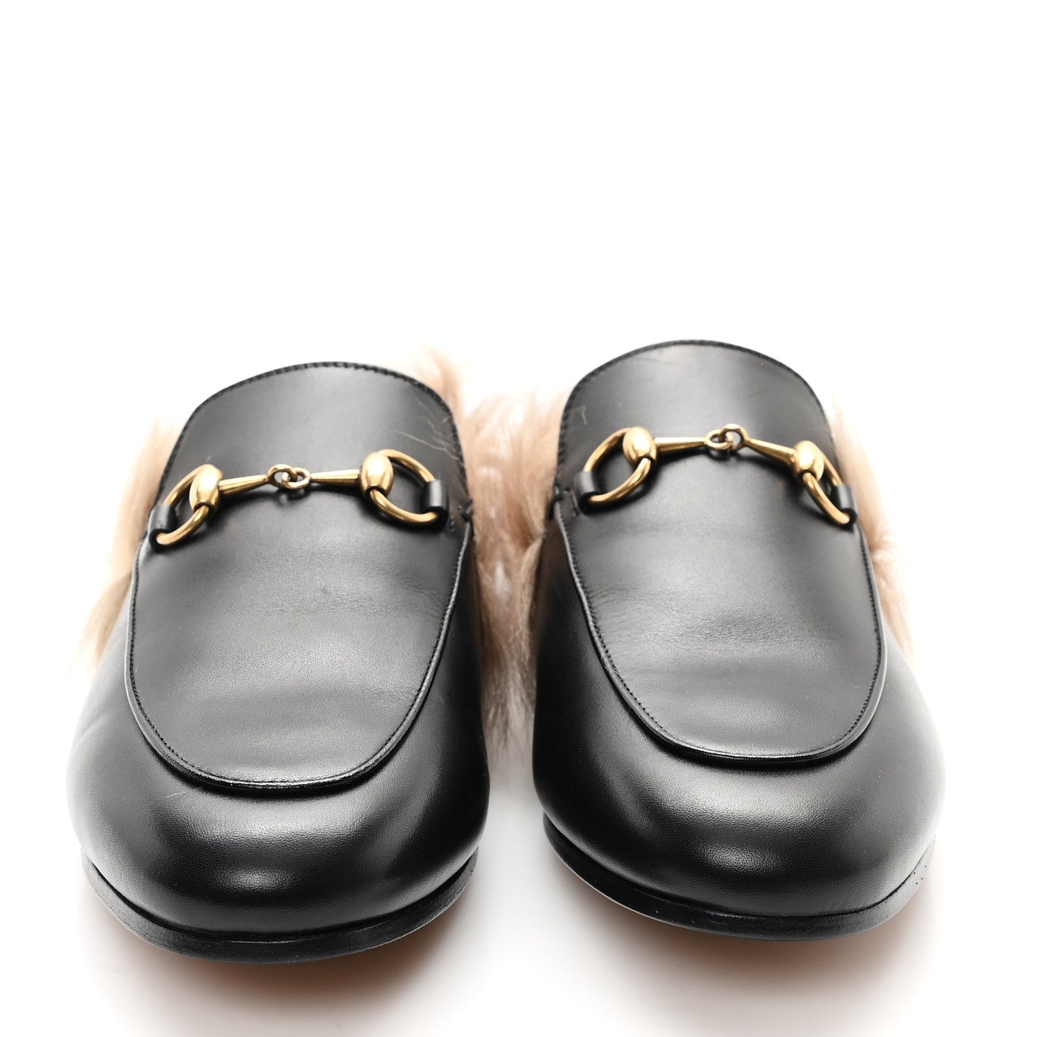 Calfskin Fur Womens Princetown Slippers 36 Black