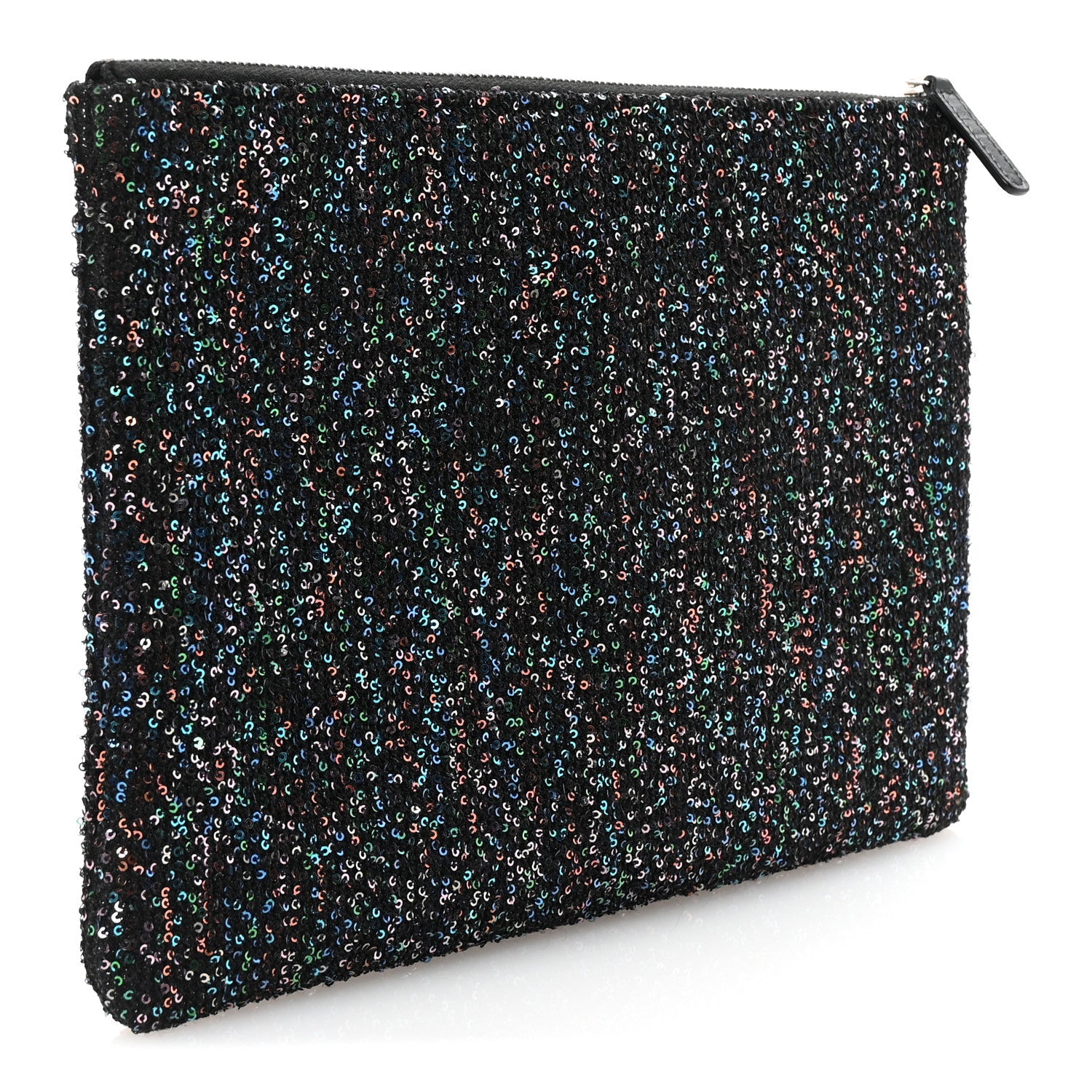 Canvas Sequin Medium Deauville Cosmetic Pouch Black