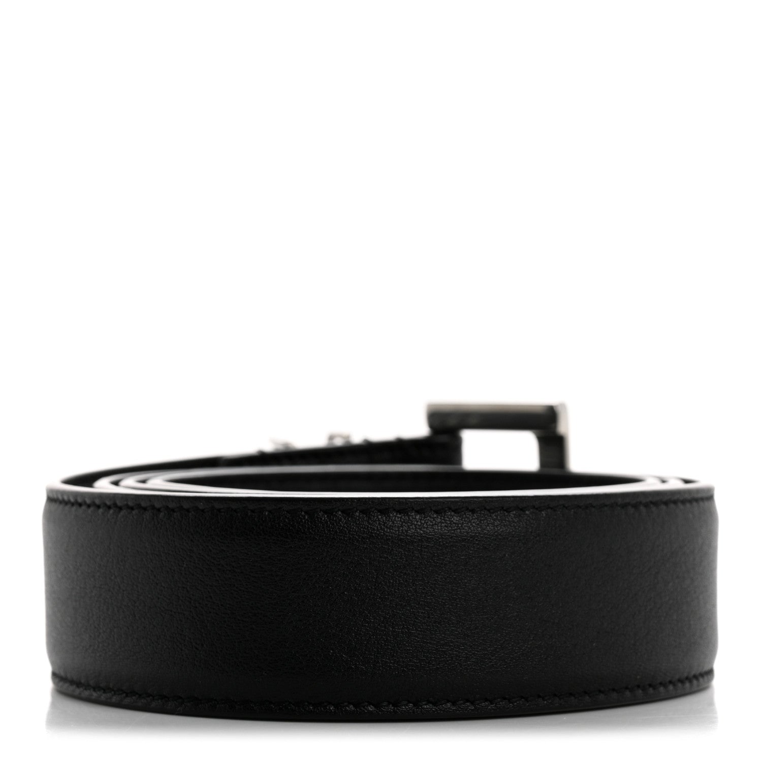 Smooth Calfskin Monogram Square Buckle Belt 85 34 Black