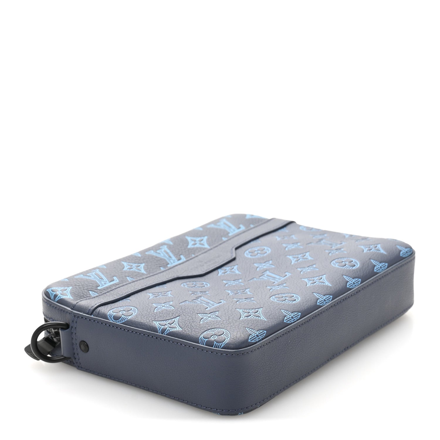 Calfskin Monogram Shadow Trio Messenger Navy River Blue