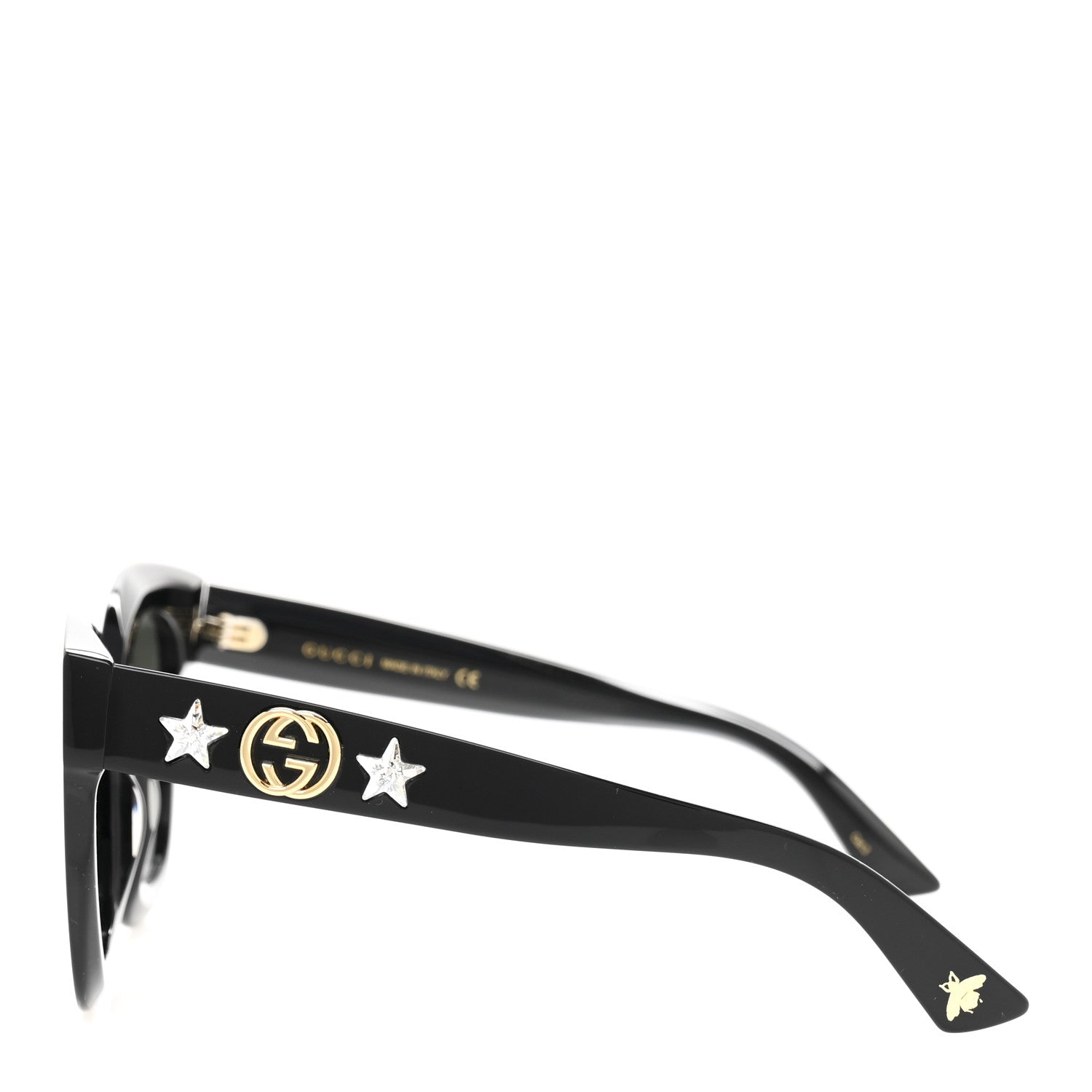 Acetate Crystal Star Round Frame Sunglasses GG0208S Black