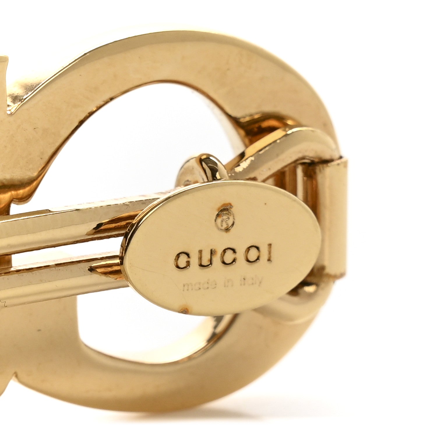 Metal Crystal Logo Hair Barrette Gold