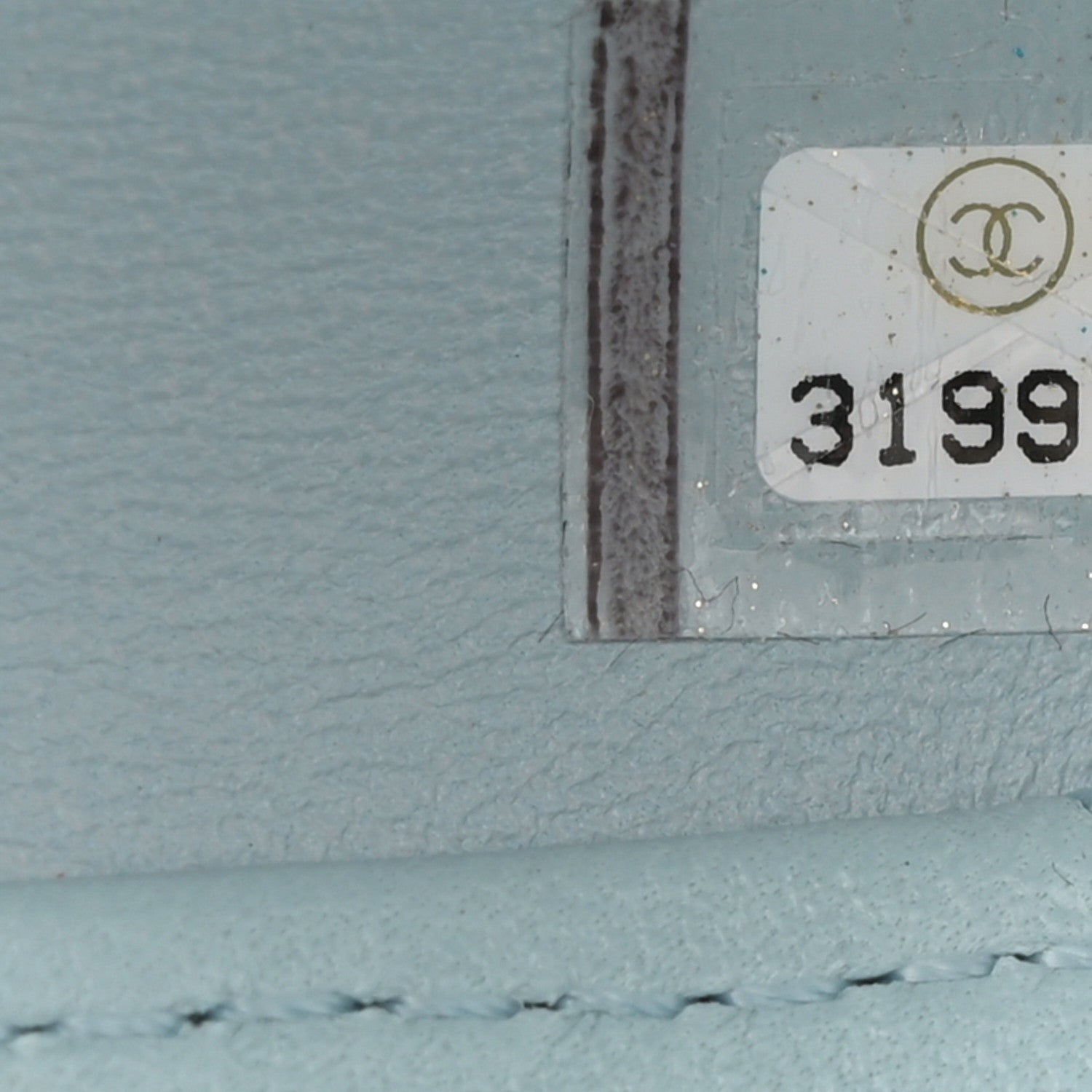 Lambskin Quilted CC Bubble Vanity Case With Chain Light Blue