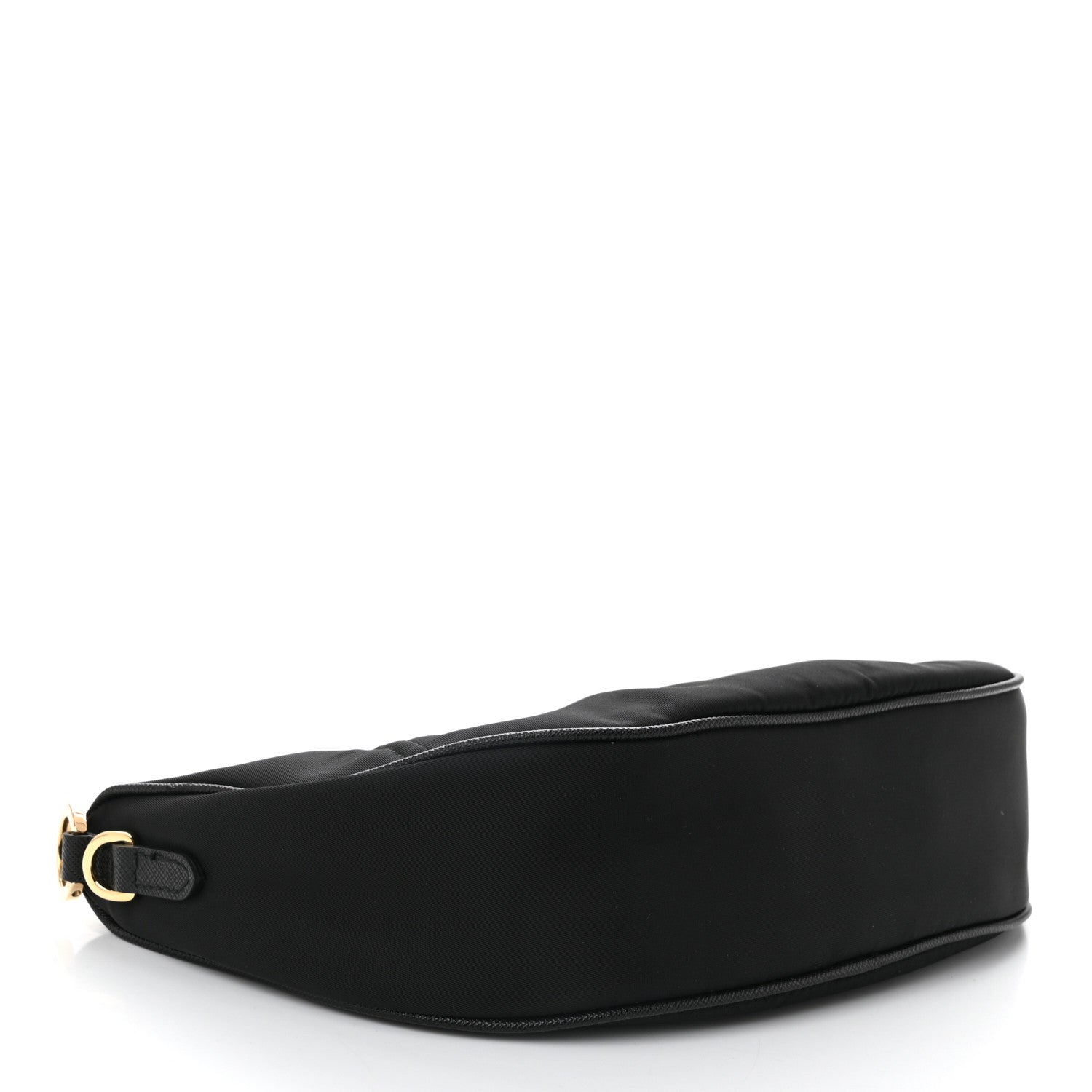 Re-Nylon Saffiano Demi-lune Shoulder Bag Black