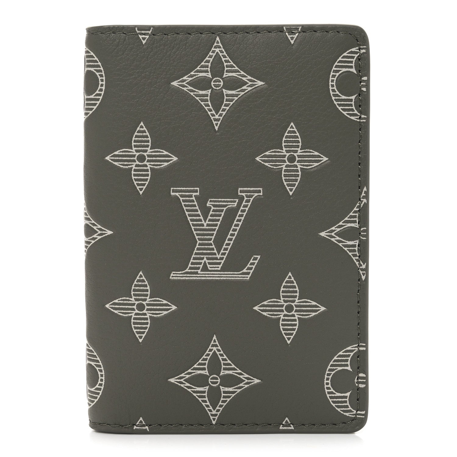 Calfskin Monogram Shadow Pocket Organizer Olive Green