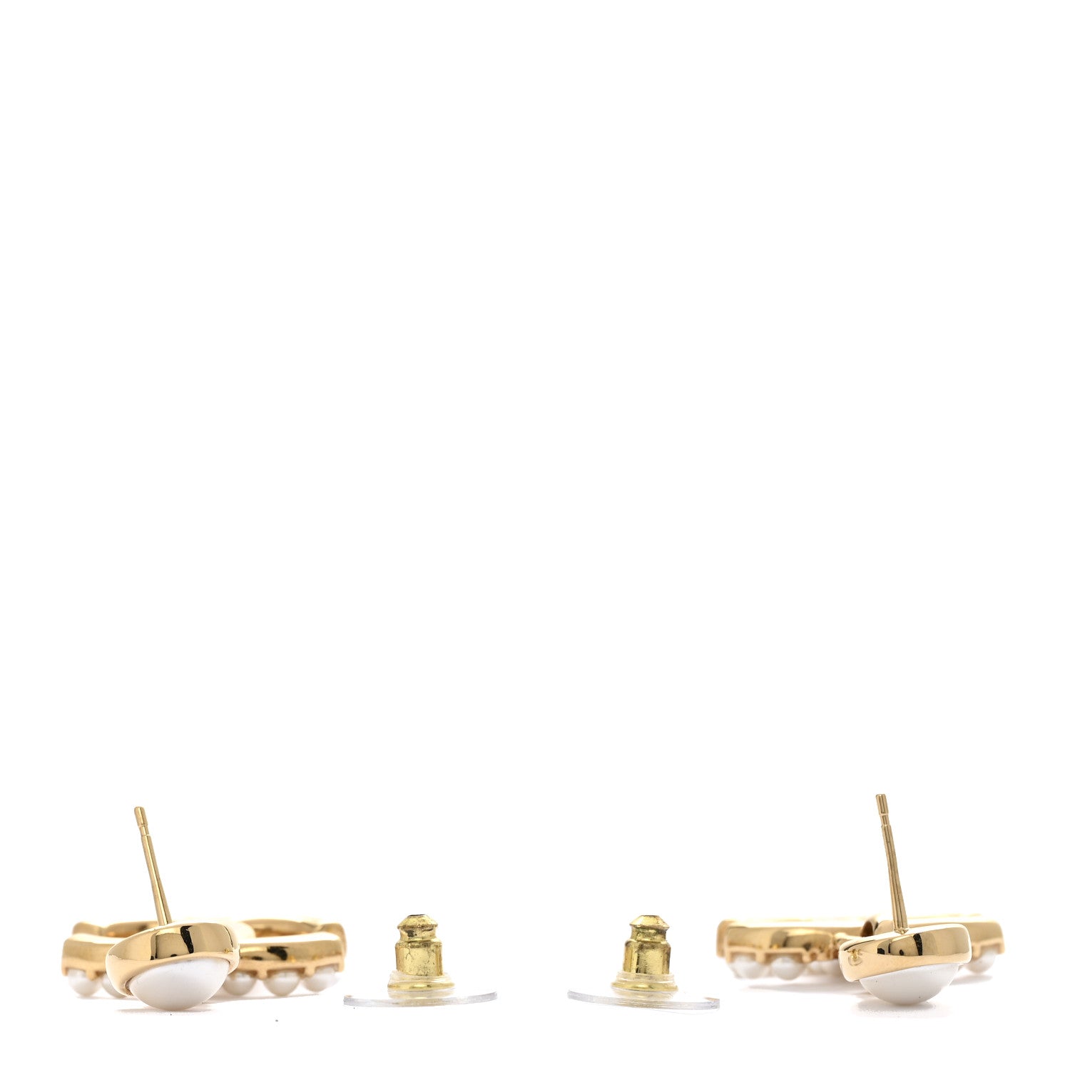 Pearl Crystal CC Drop Earrings Gold