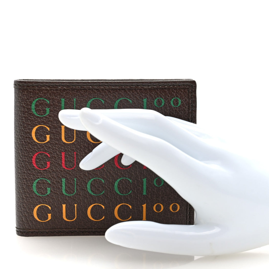 Textured Dollar Calfskin Gucci 100 Centennial Music Wallet New Acero New Shamarock Crop Hibiscus Red