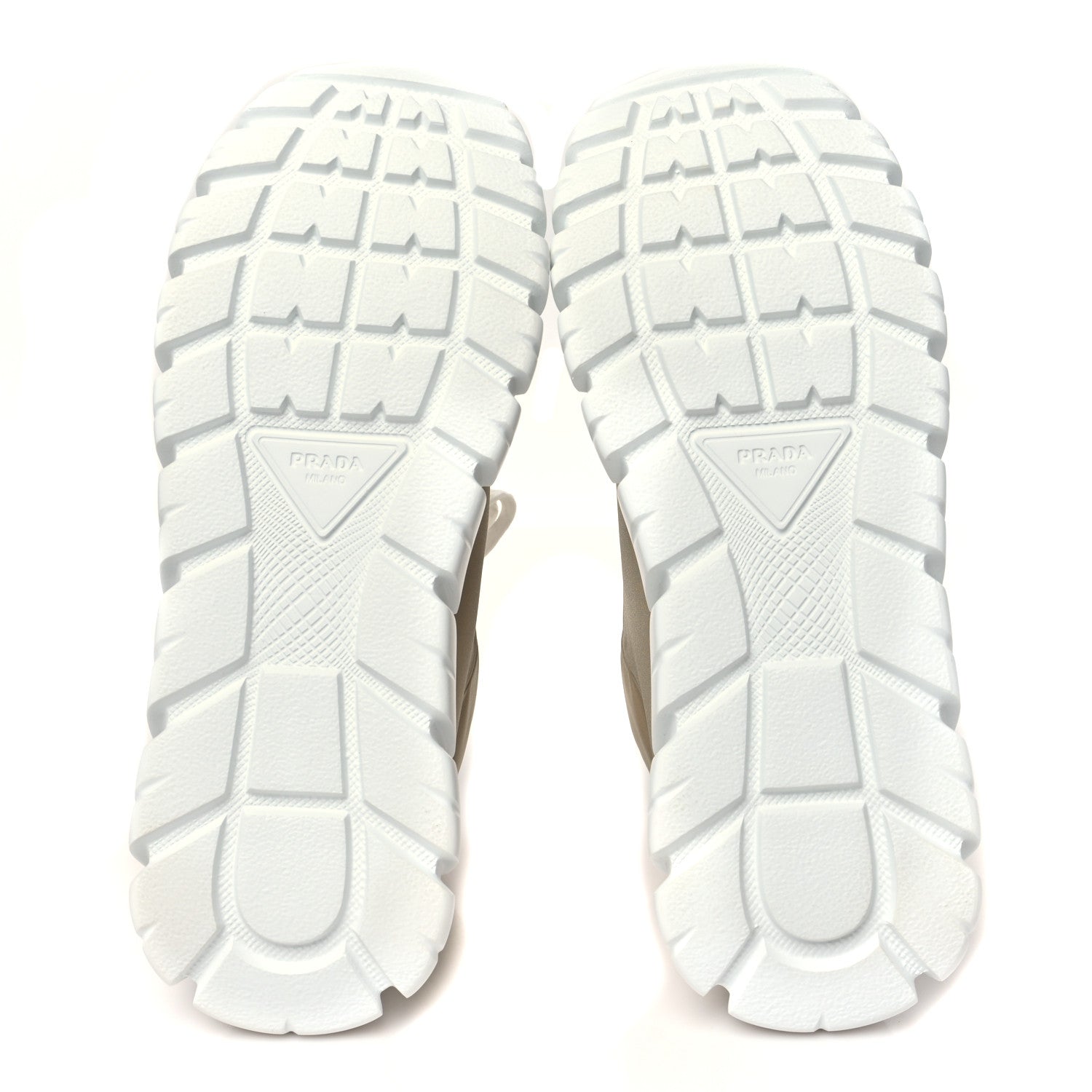 Re-Nylon Gabardine Rubber Triangle Logo Quilted Mens Rush Piuma 50mm Mid Sneakers 39.5 Deserto