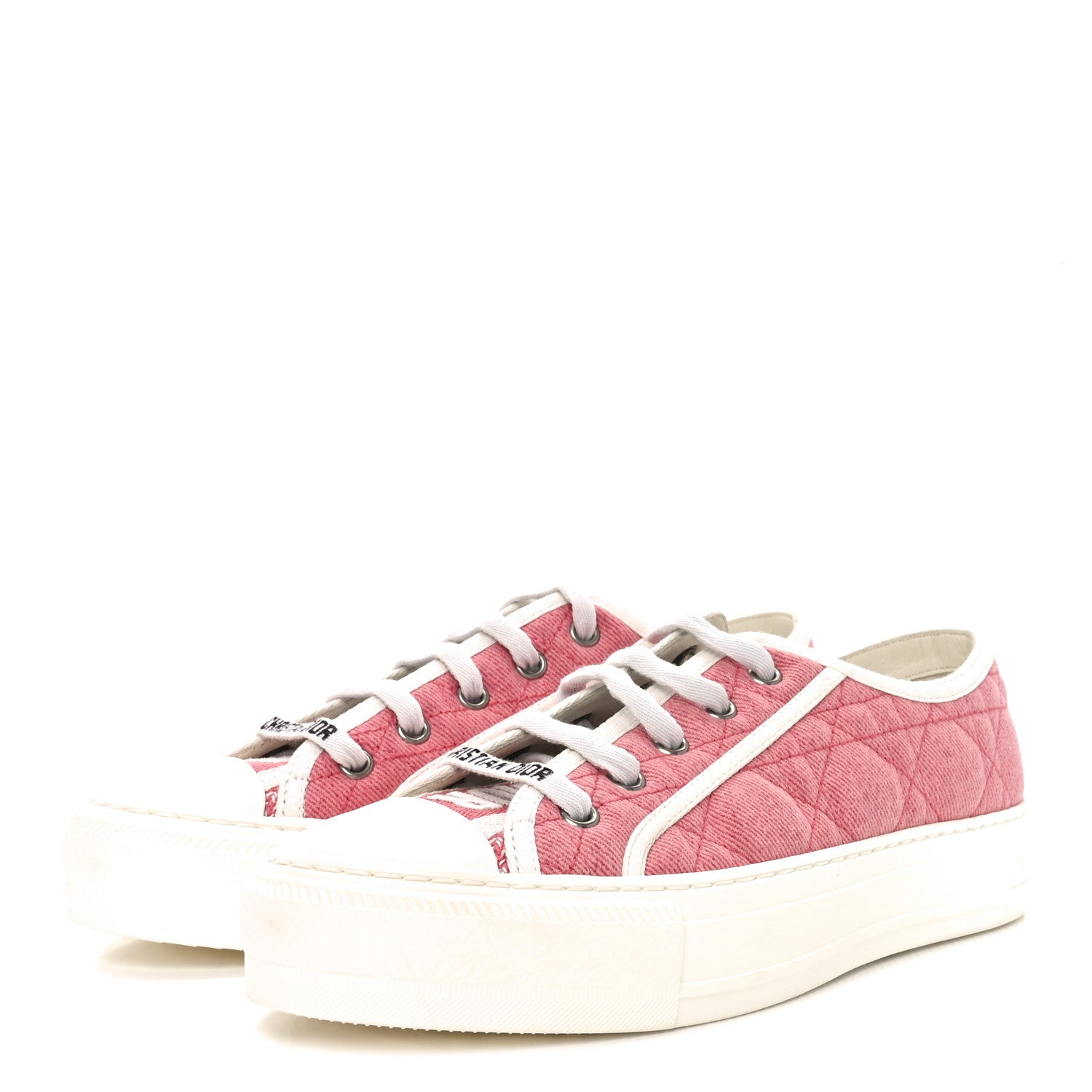 Denim Cannage Walk'N'Dior Low Top Sneakers 36.5 Pink