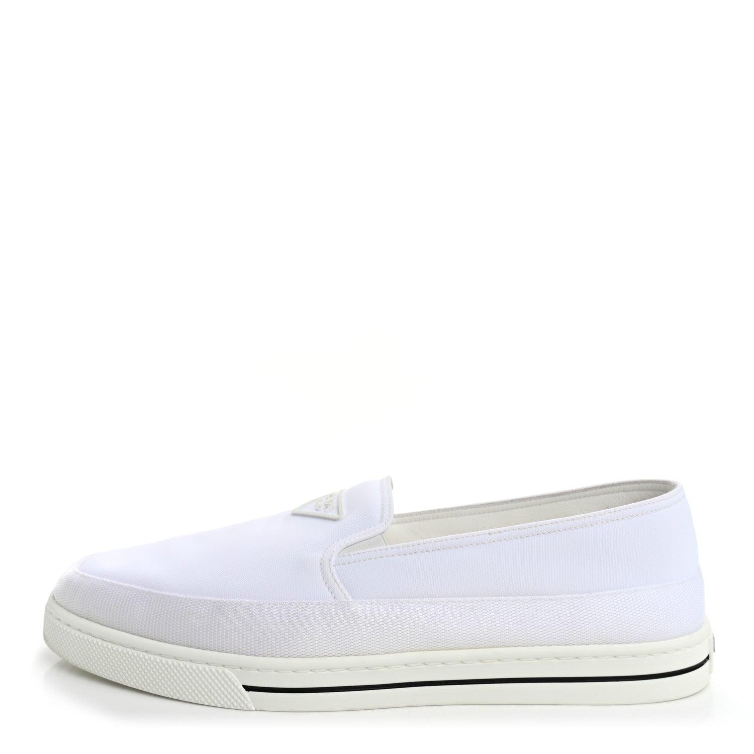 Technical Nylon Triangle Logo Mens Slip On Sneakers 11 White