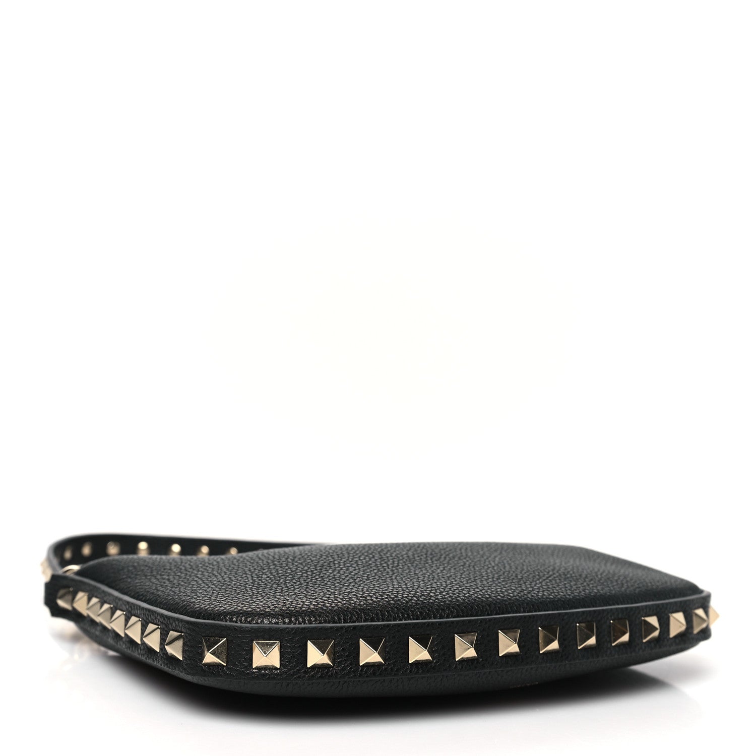 Grainy Calfskin Mini Rockstud Hobo Black