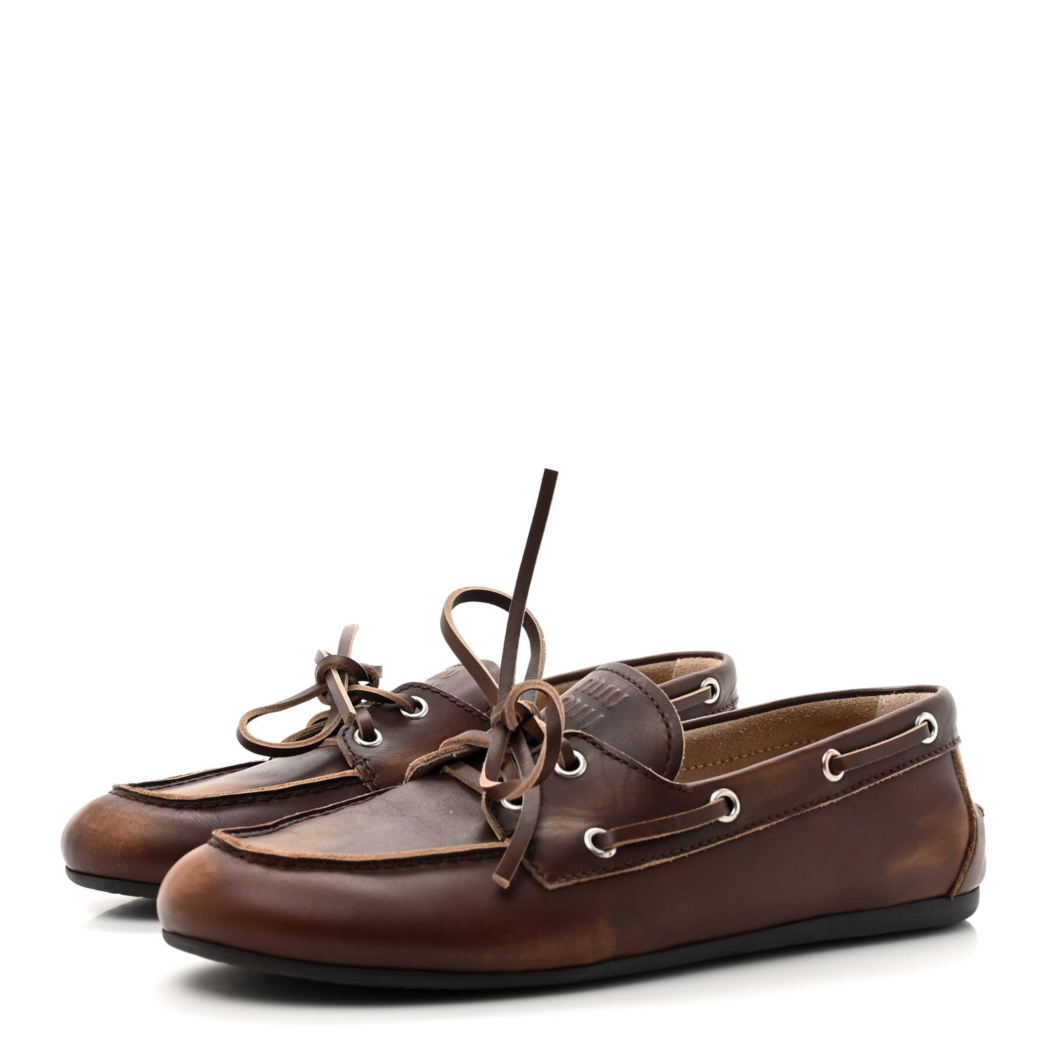 Vitello Deco Boat Loafers 39 Bruciato