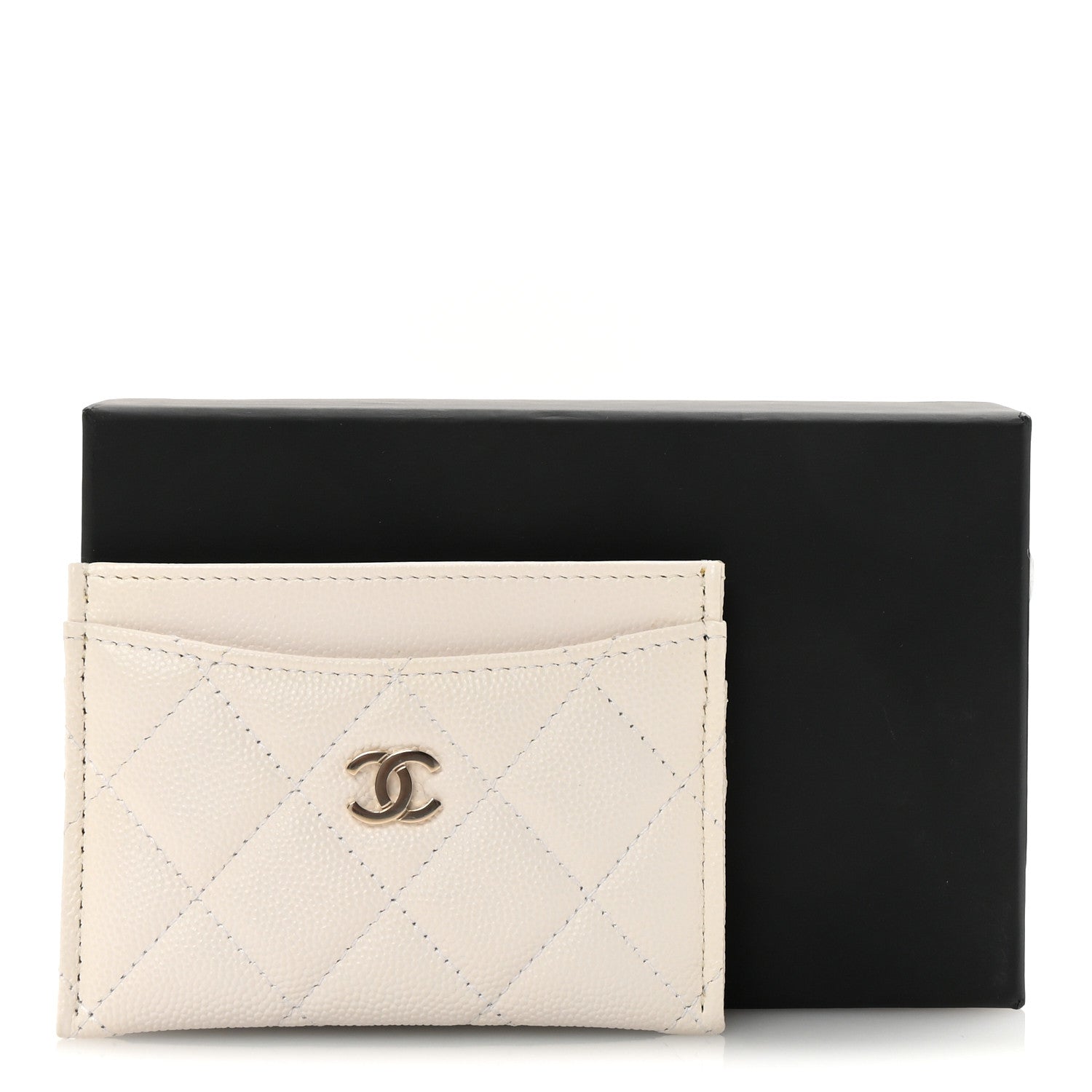 Caviar Quilted Card Holder White