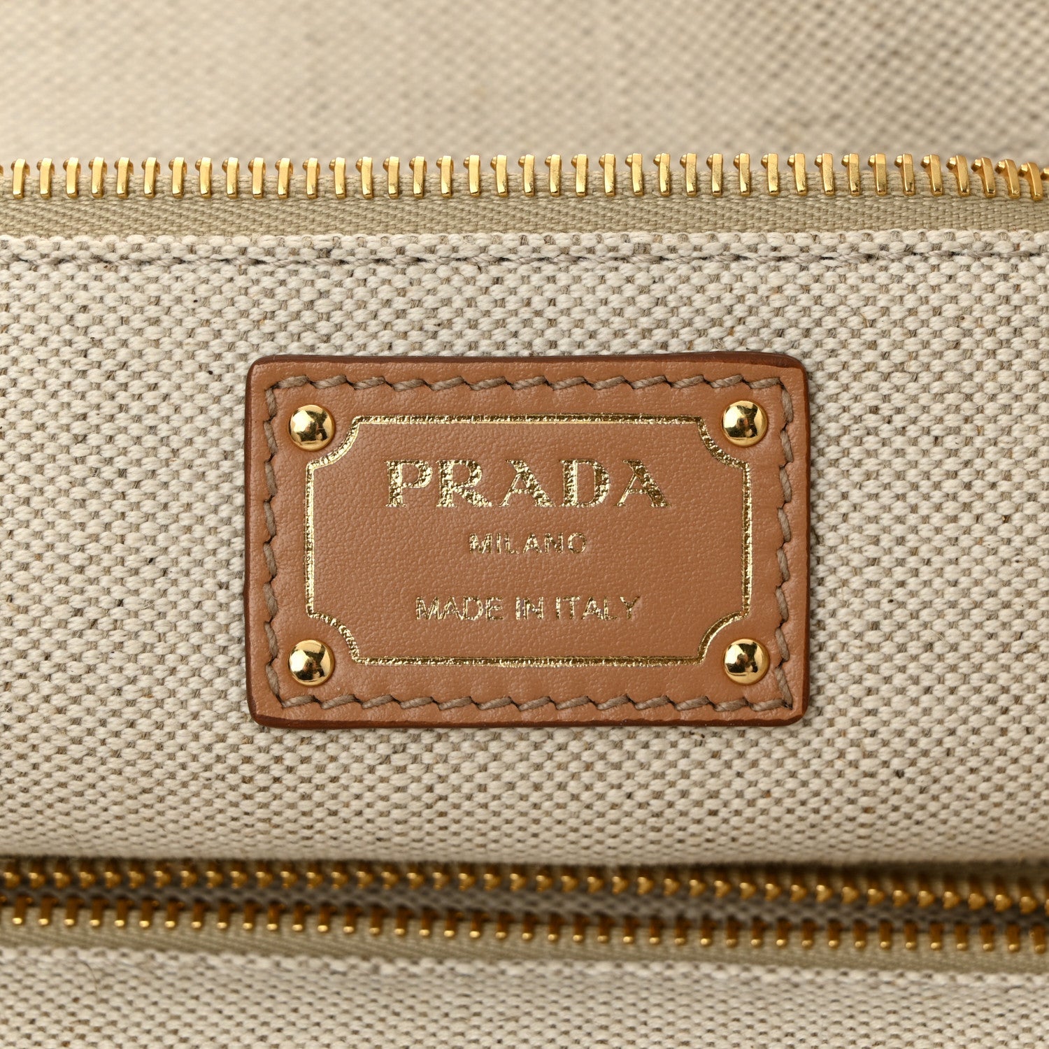 Linen Vitello Large Logo Tote Natural