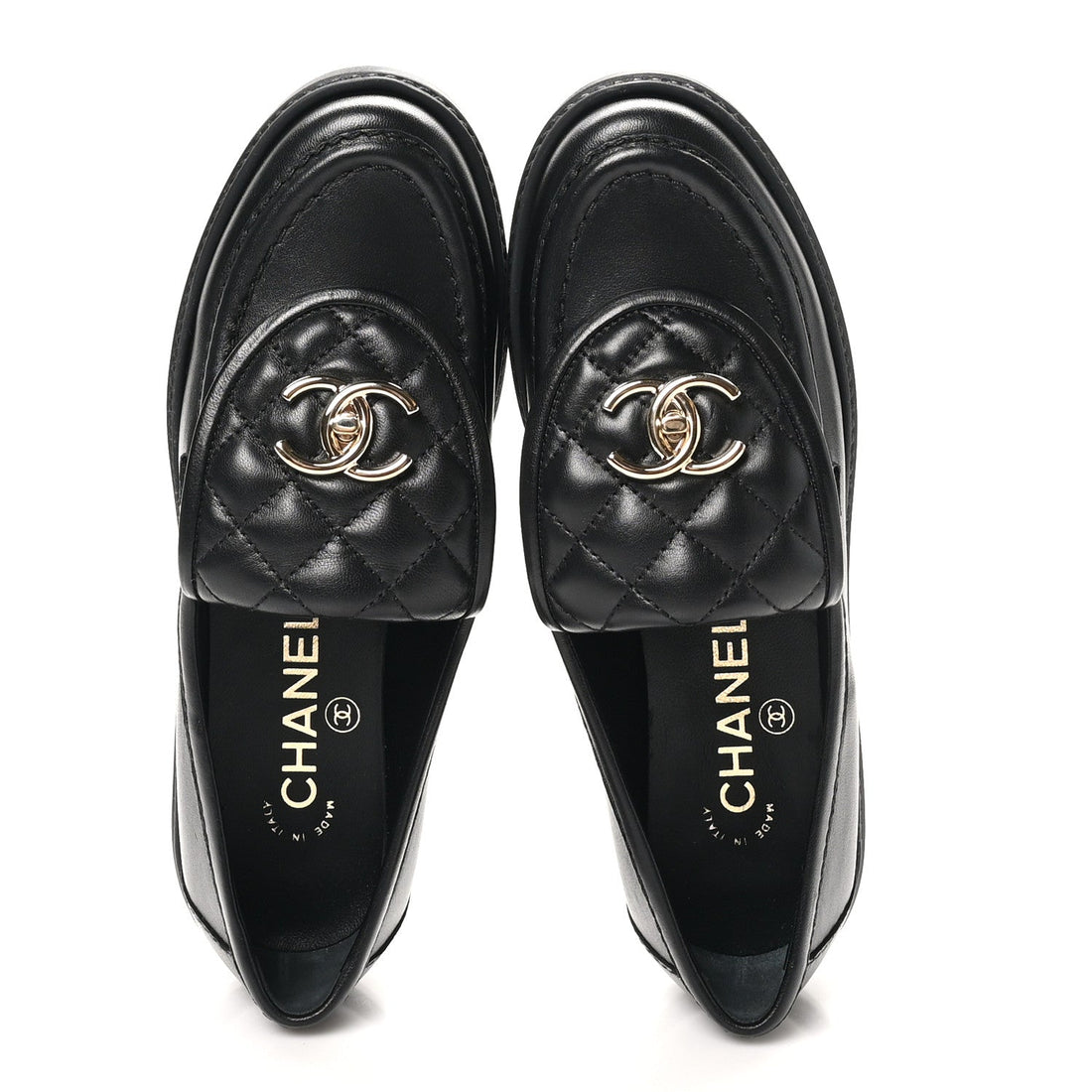 Lambskin Quilted CC Turnlock Loafers 35.5 Black