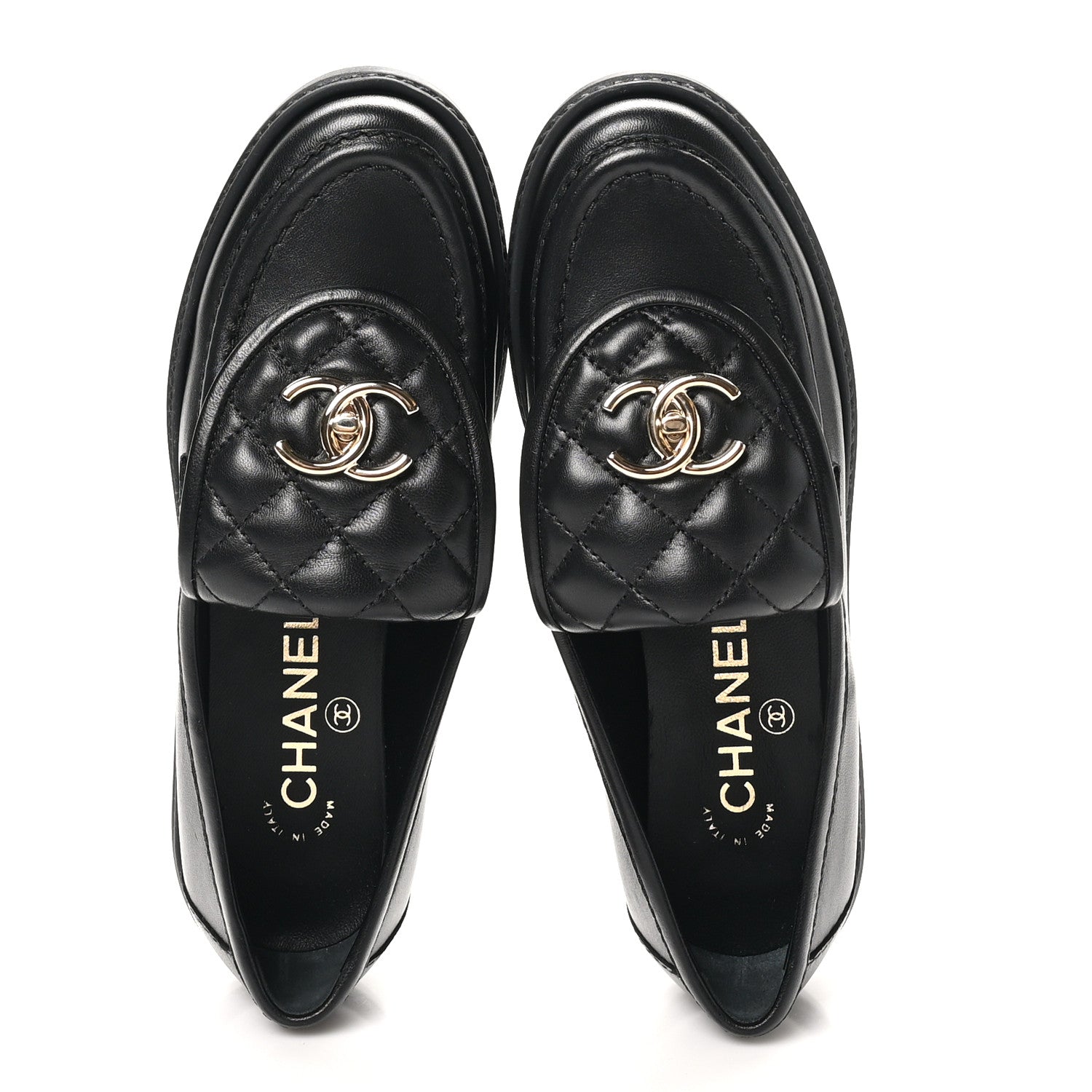 Lambskin Quilted CC Turnlock Loafers 35.5 Black