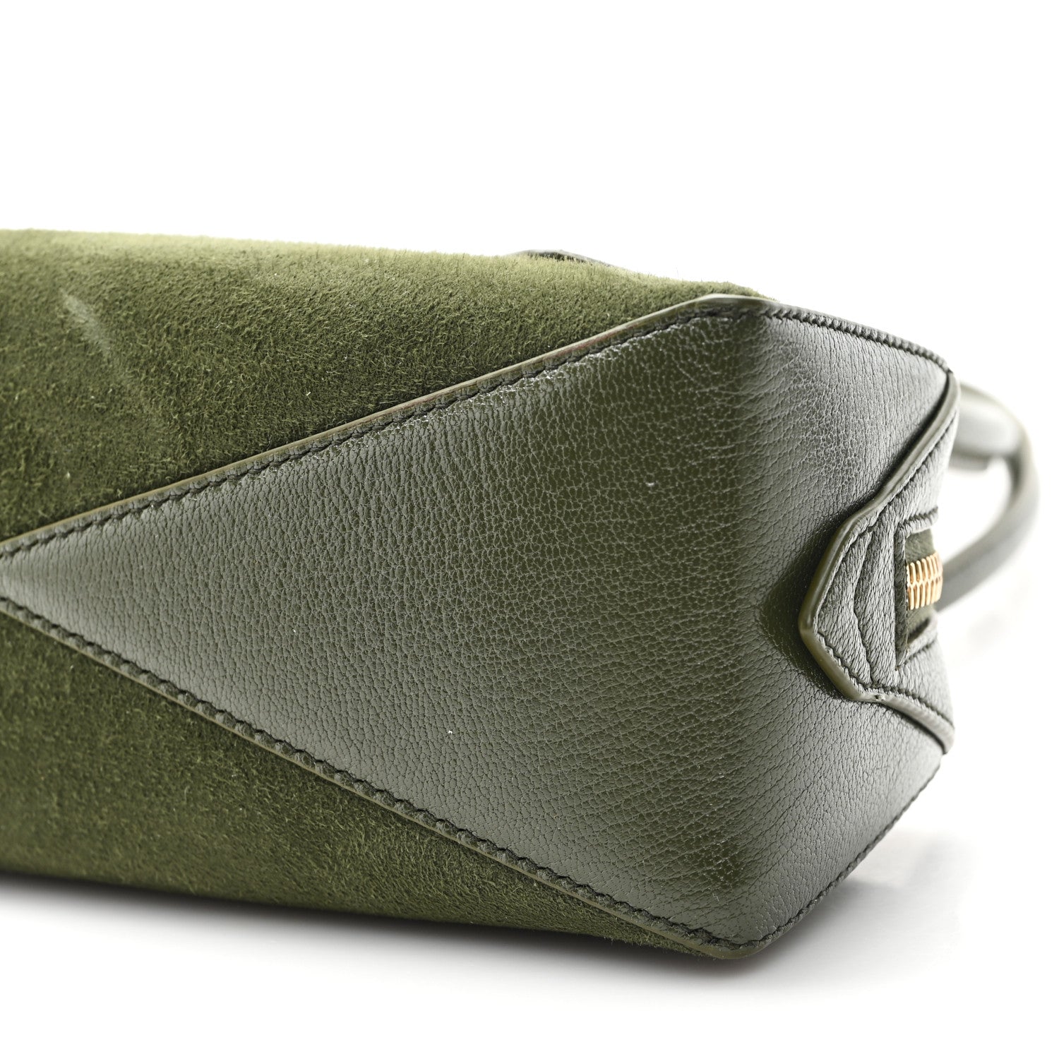 Suede Goatskin Small Le Teckel Bag Olive Green