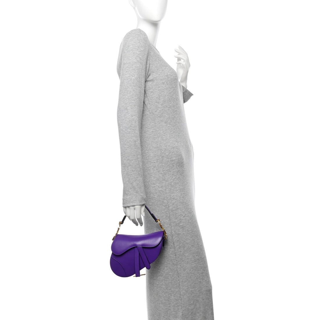 Supple Calfskin Mini Saddle Bag Purple
