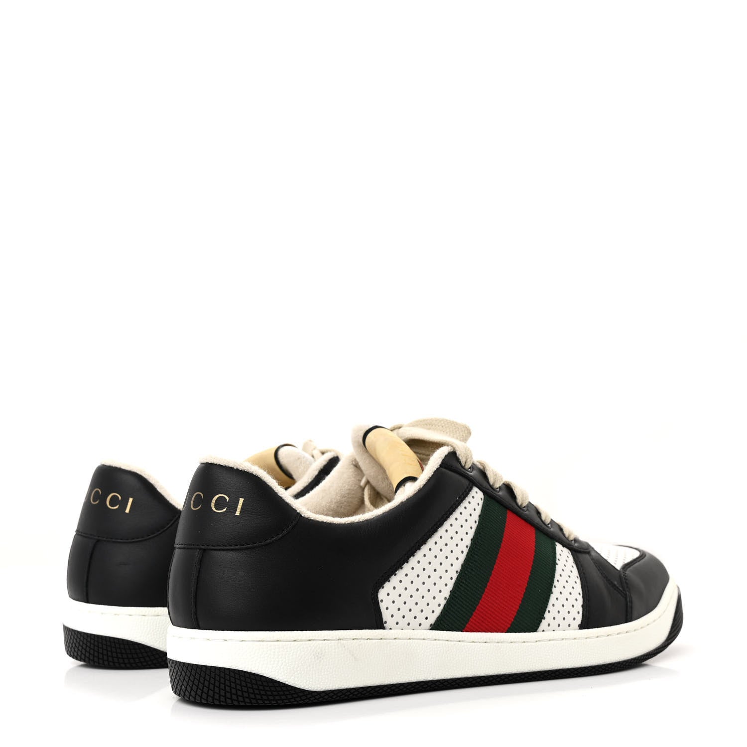 Calfskin Web Mens Screener Sneakers 9 Black White