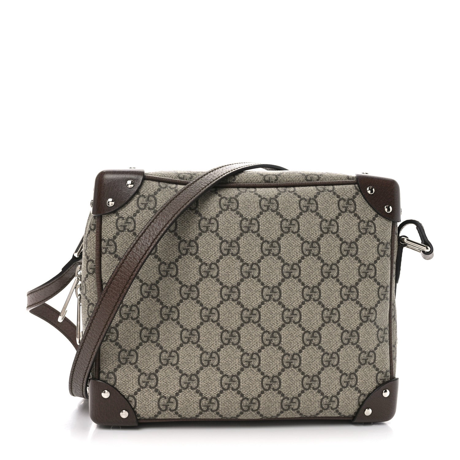 GG Supreme Monogram Textured Calfskin Square Messenger Bag Beige Ebony New Acero