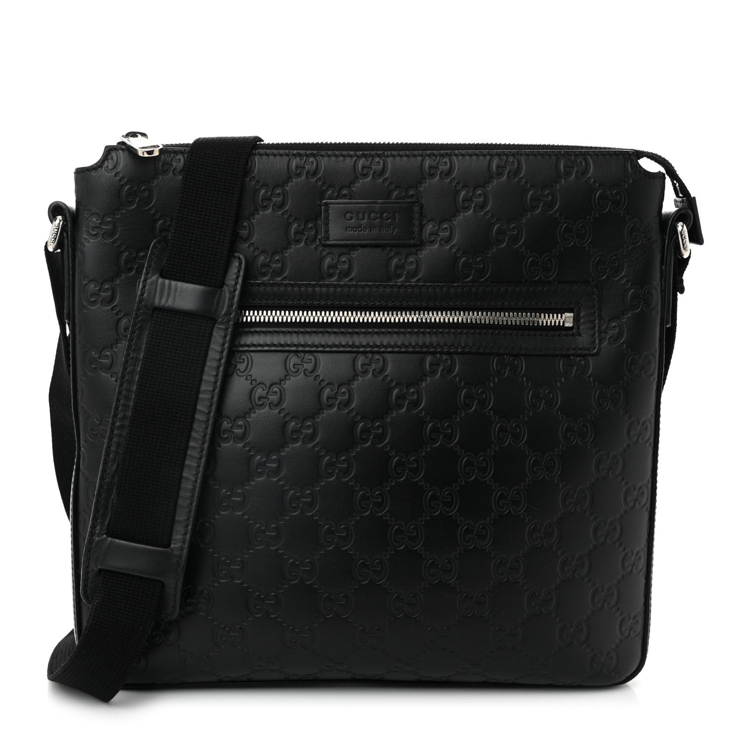 Guccissima Signature Medium Flat Messenger Bag Black
