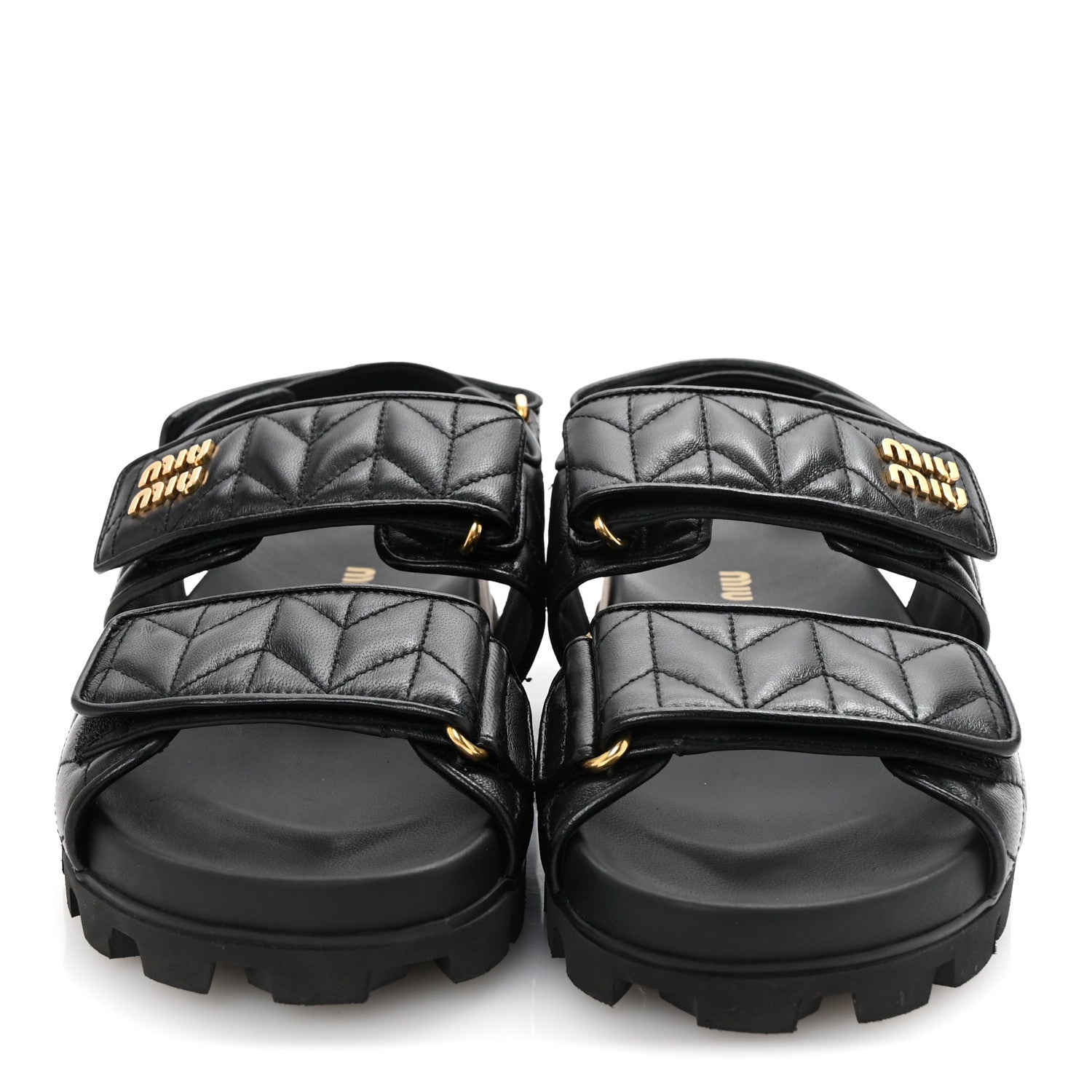Nappa Matelasse Sporty Sandals 39 Black