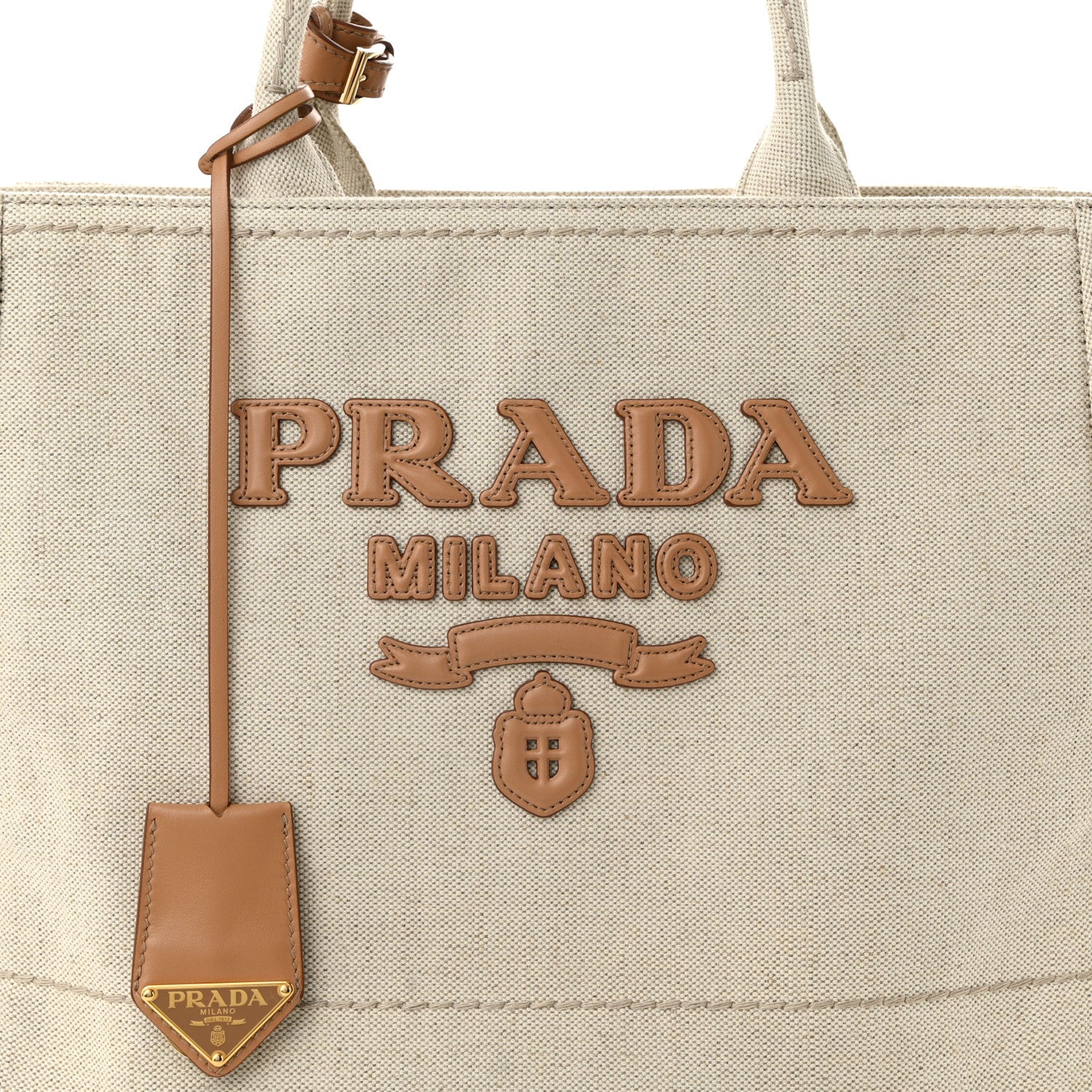 Linen Vitello Large Logo Tote Natural