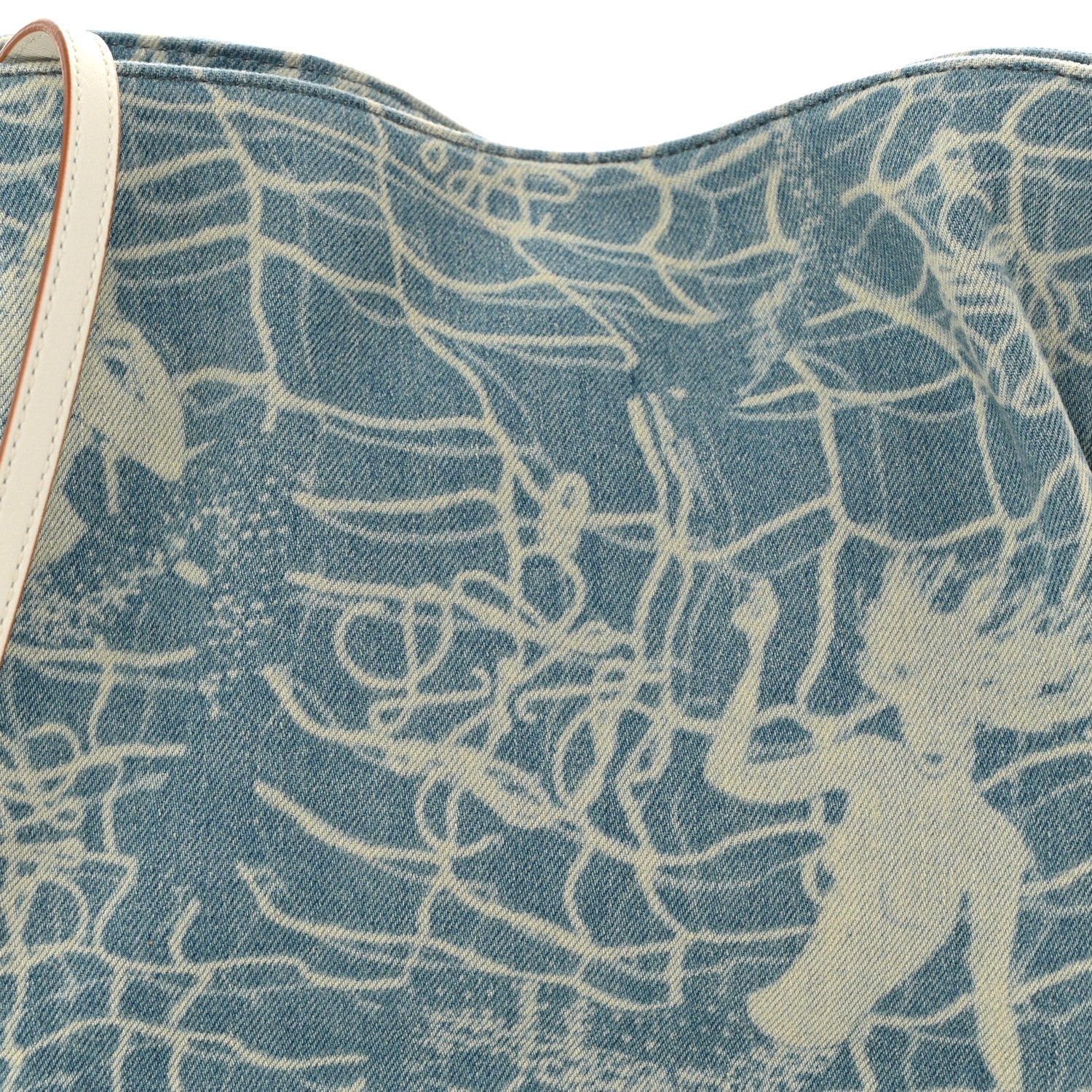 Denim Calfskin Mermaid Print Paula's Ibiza Flamenco Knot Bag Blue Tan