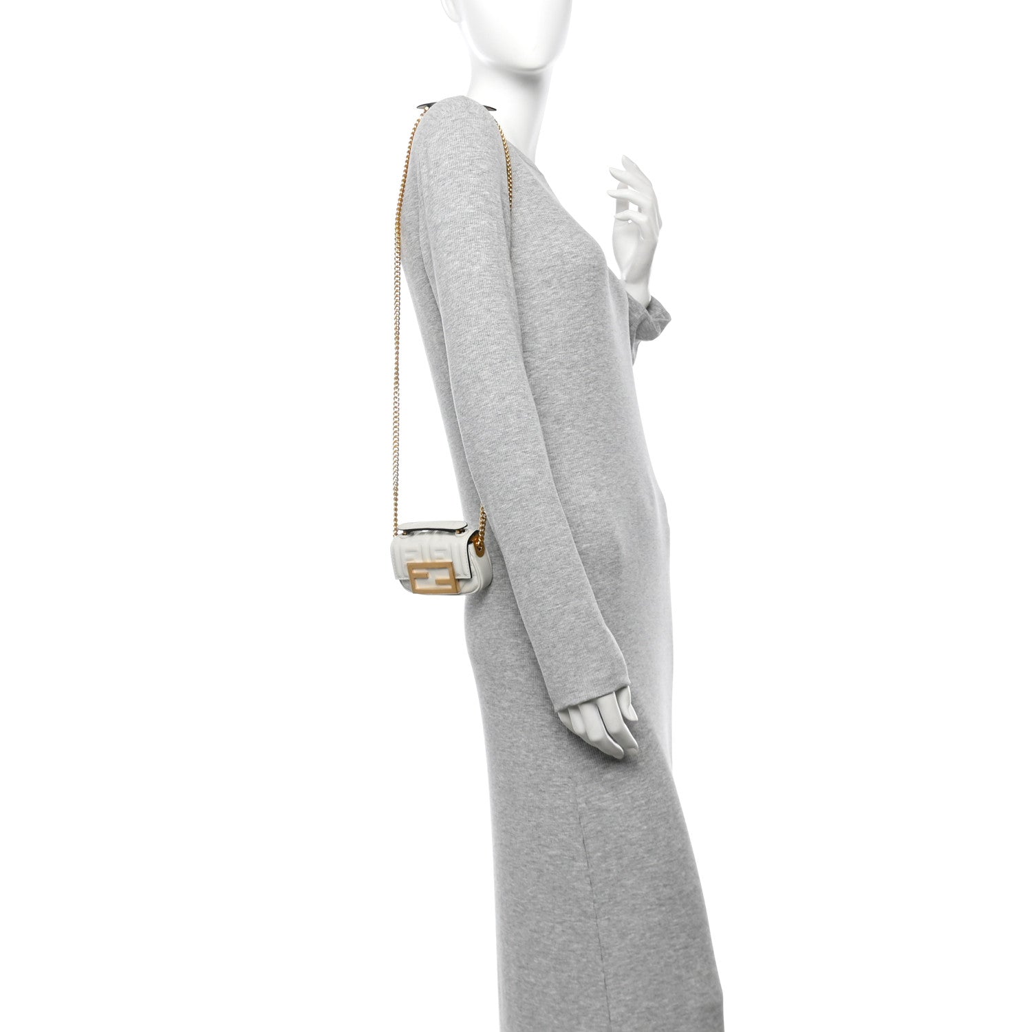 Nappa Matisse FF Embossed Nano Chain Baguette White