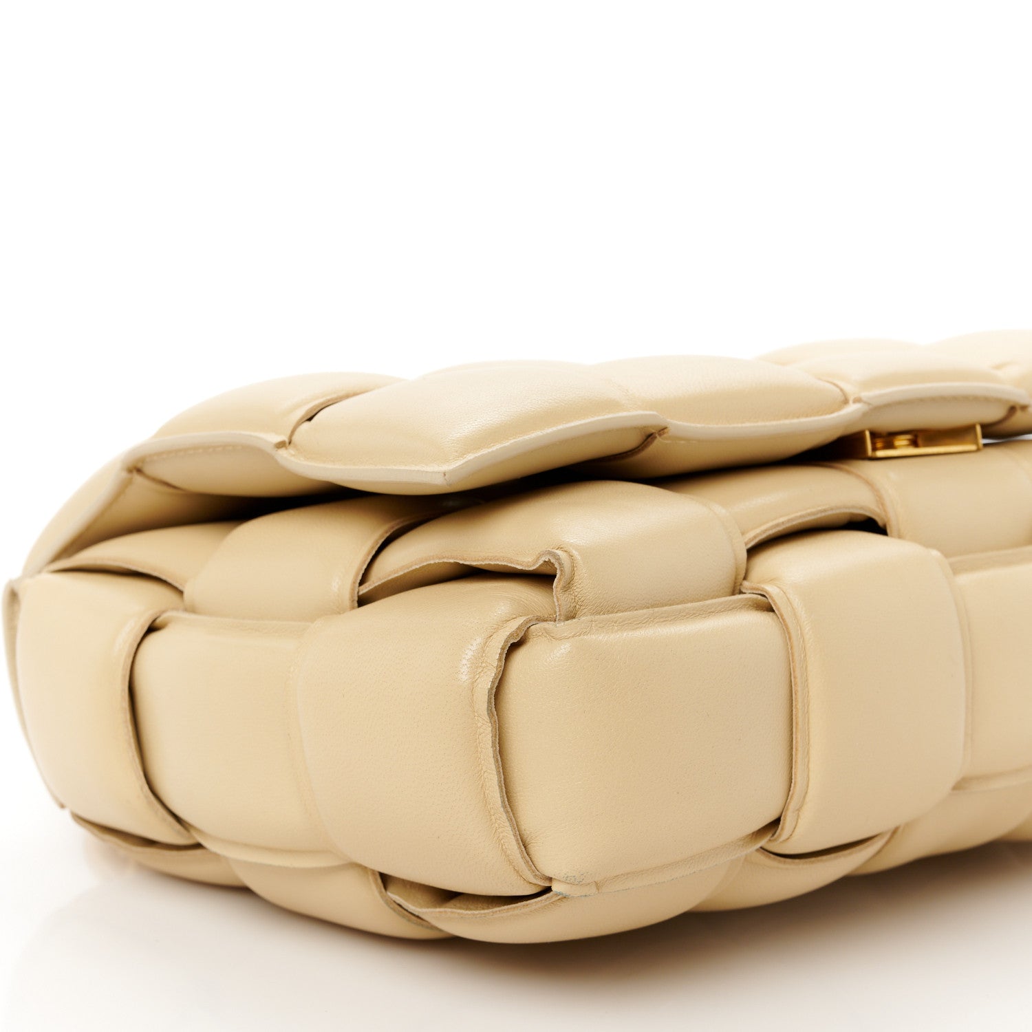 Lambskin Maxi Intreccio Padded Chain Cassette Crossbody Bag Porridge