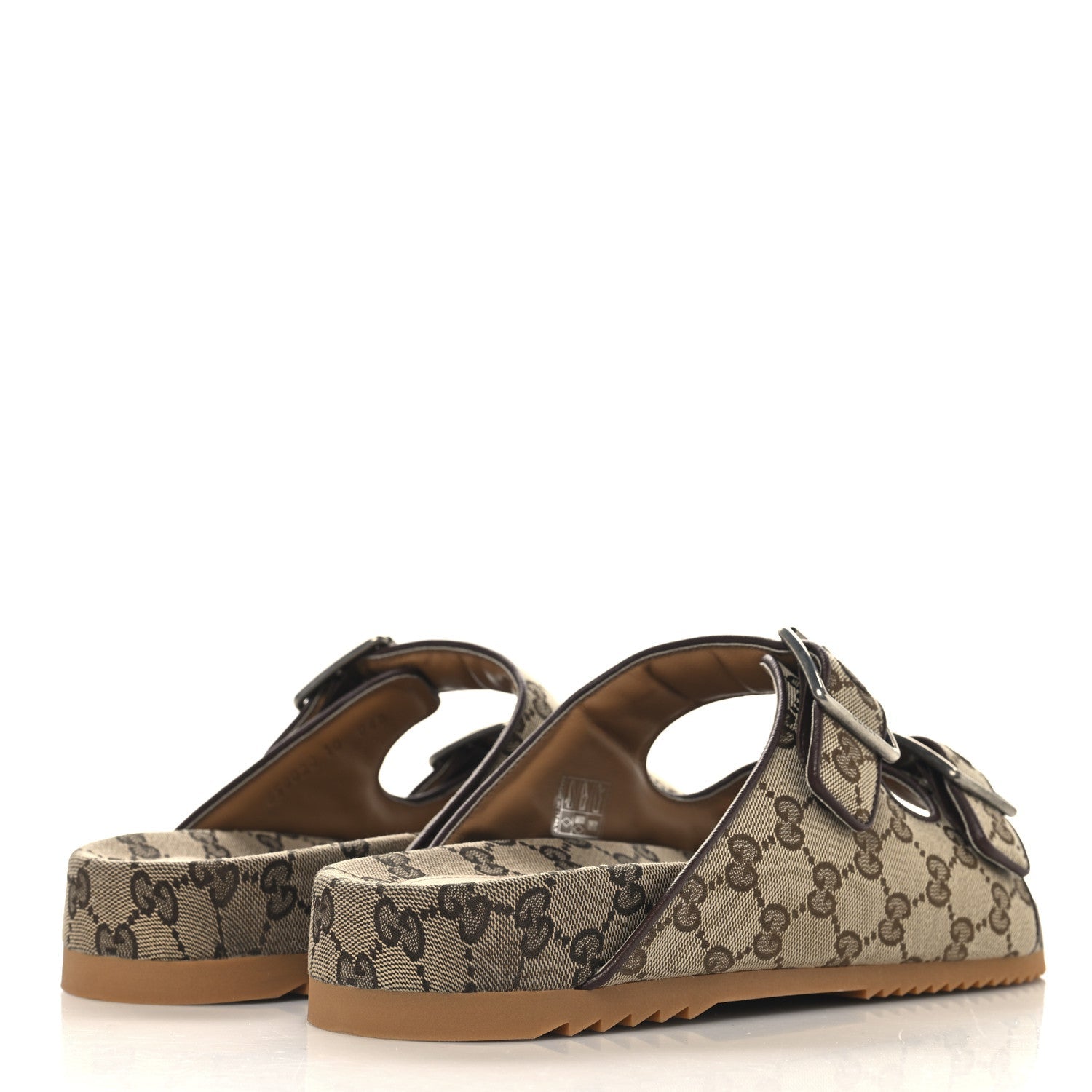 GG Monogram Lavaredo Eco Fabric Mens Slide Sandals With Straps 10 Beige Ebony Light Brown