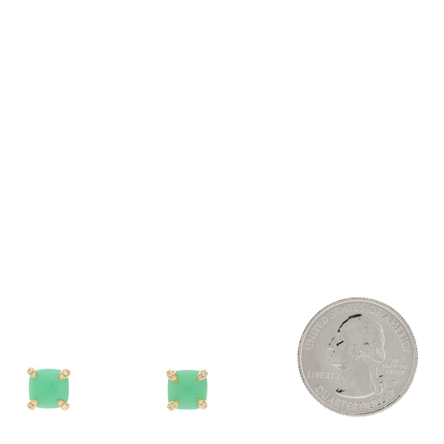 18K Yellow Gold Diamond Chrysoprase 8mm Chatelaine Earrings