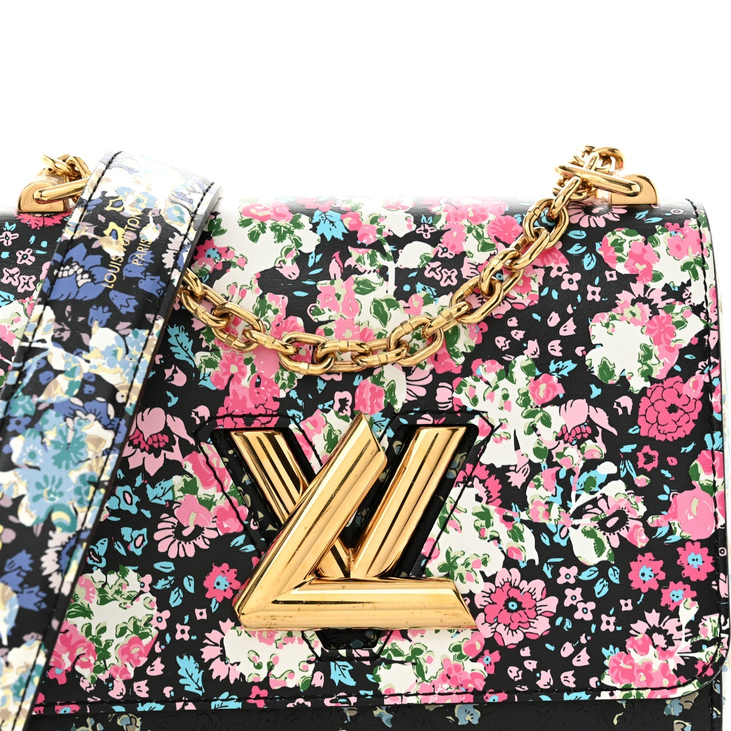 Printed Calfskin Flower Twist Shoulder Bag PM