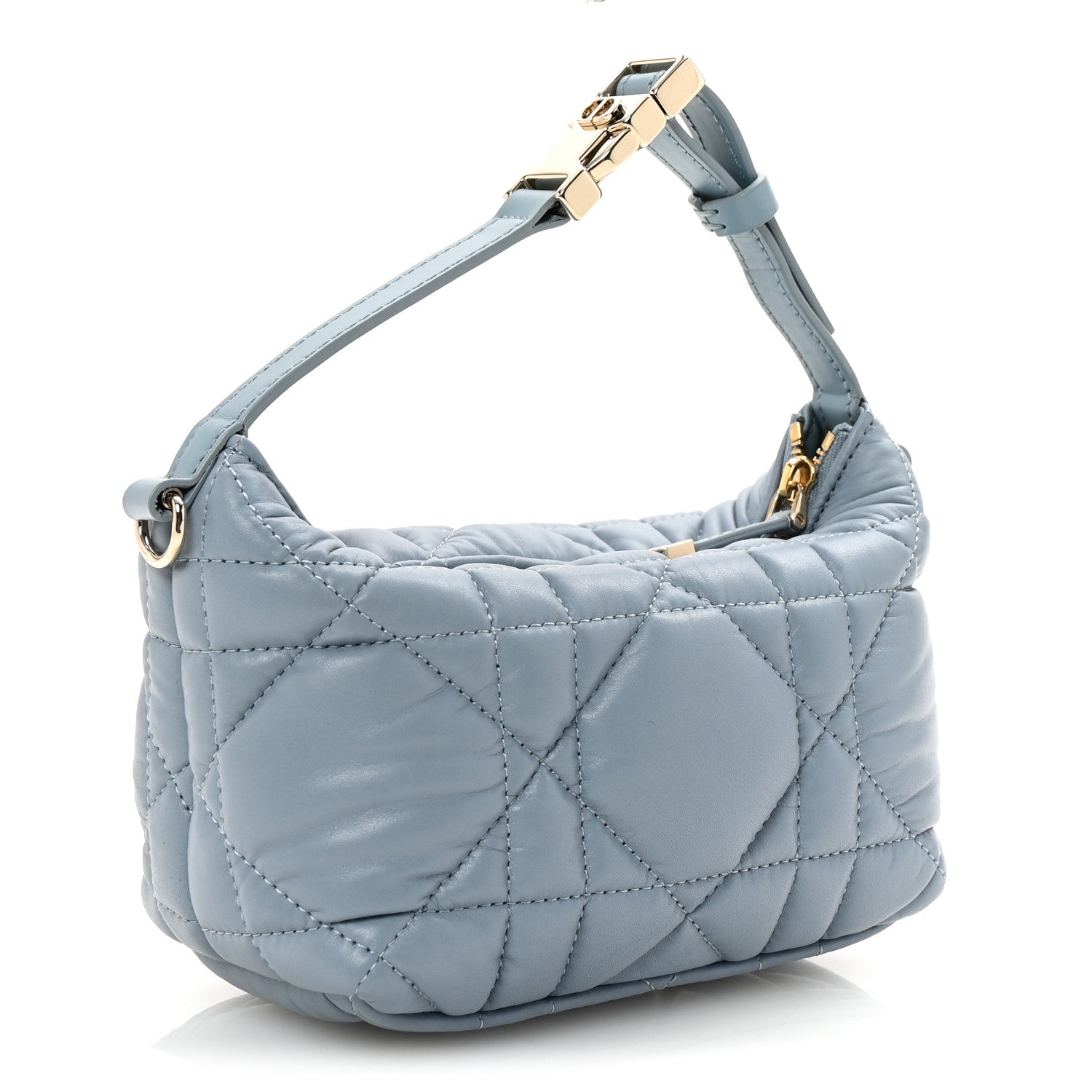 Calfskin Macrocannage Small Diortravel Nomad Pouch Bracing Blue