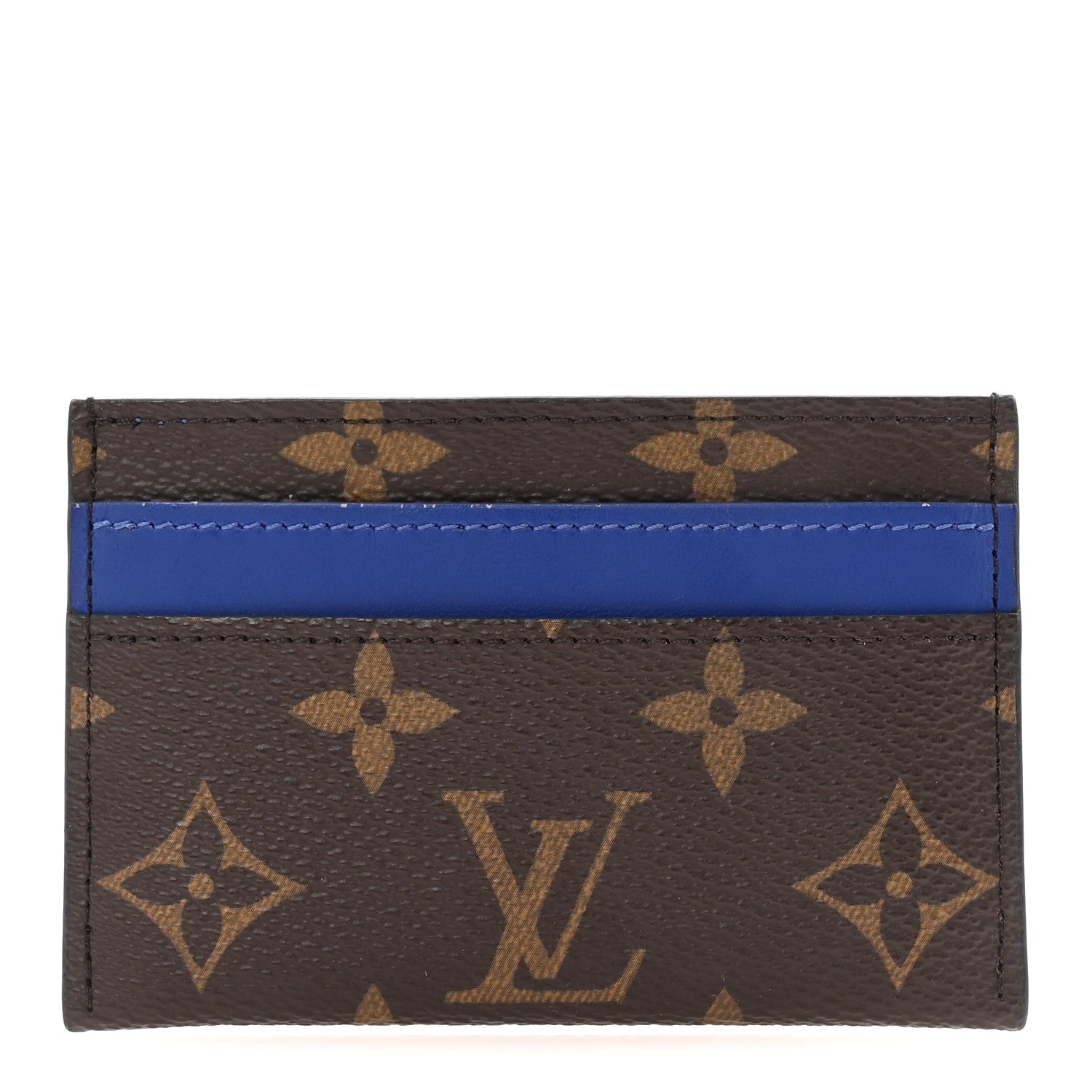 Monogram Macassar Double Card Holder Indigo Blue