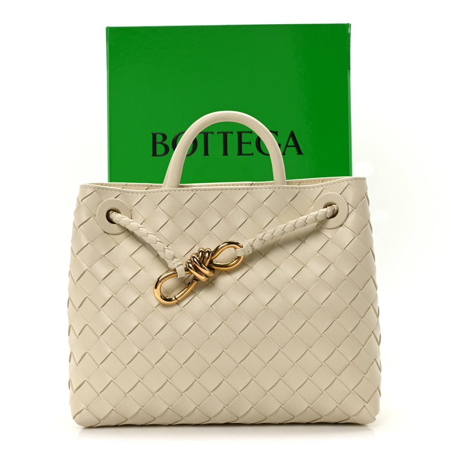 Nappa Intrecciato Small Andiamo Shoulder Bag Sea Salt